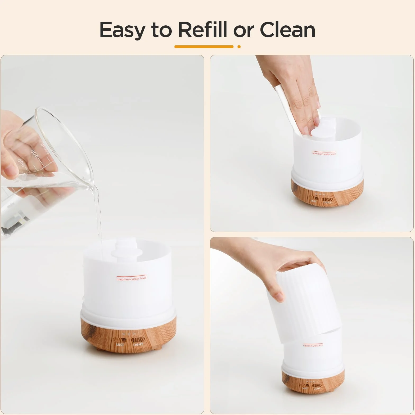 Romon Diffusore di Oli Essenziali 250ML Ultrasuoni 7 Colori LED Umidificatore d'Aria