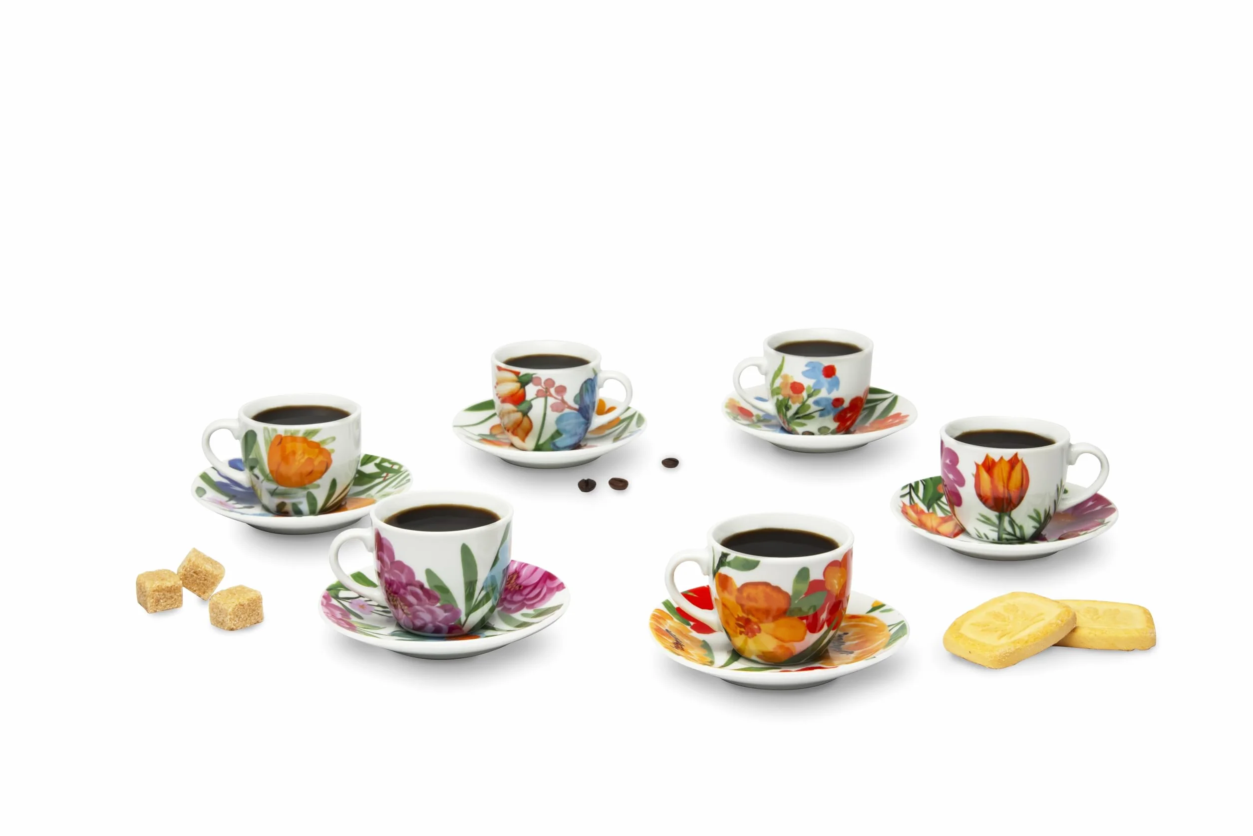 Excelsa Blooming Set 6 Tazzine da Caffè Porcellana 70 ml Multicolore