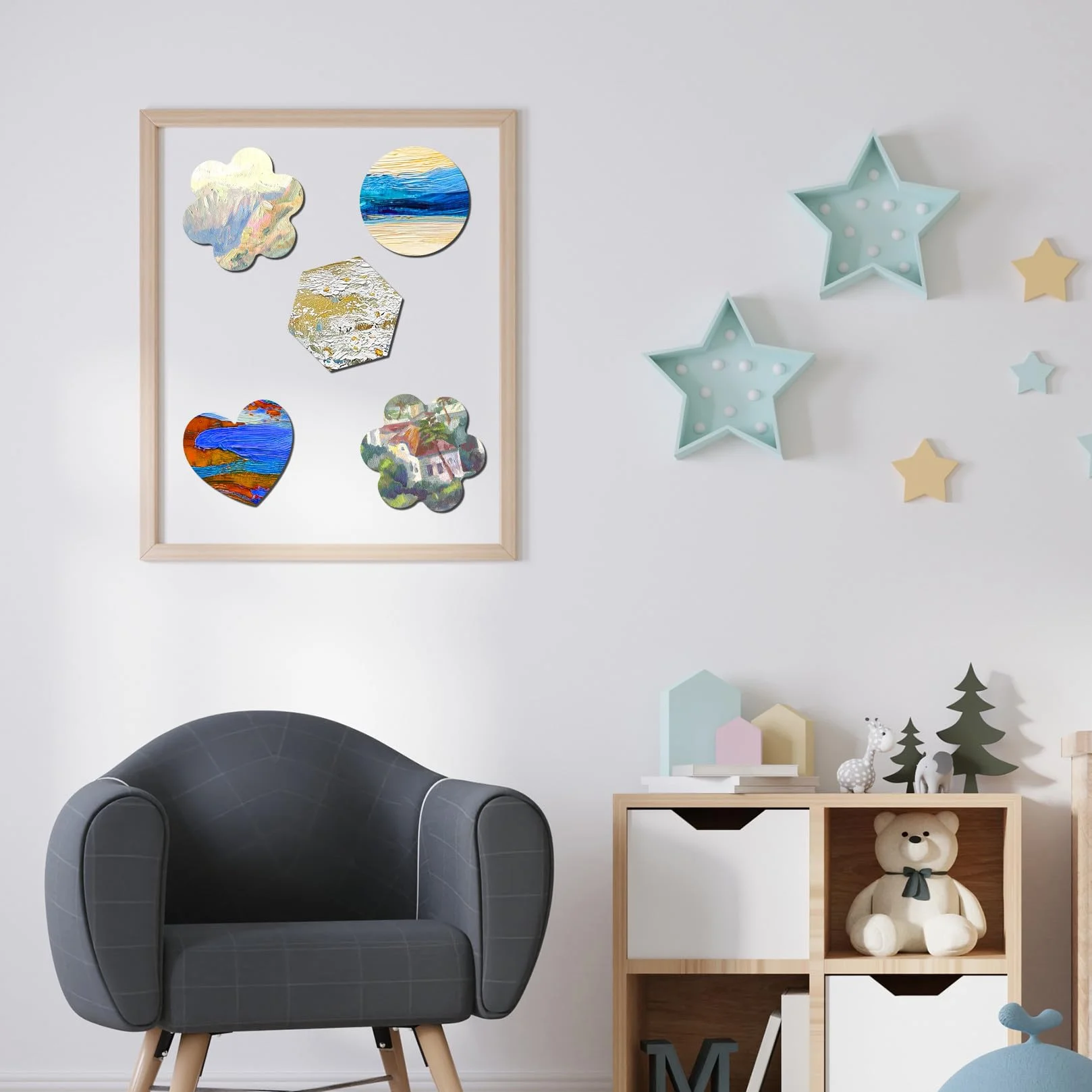 13 PzTela per Dipingeres, Mini Tele per Dipingere Cotone Magnetici, Piccole Arte Tele da Dipingere Tela Bianca Magnetici Pittura su Tela per olio e acquerello (cuore, rotondo, fiore, esagono)
