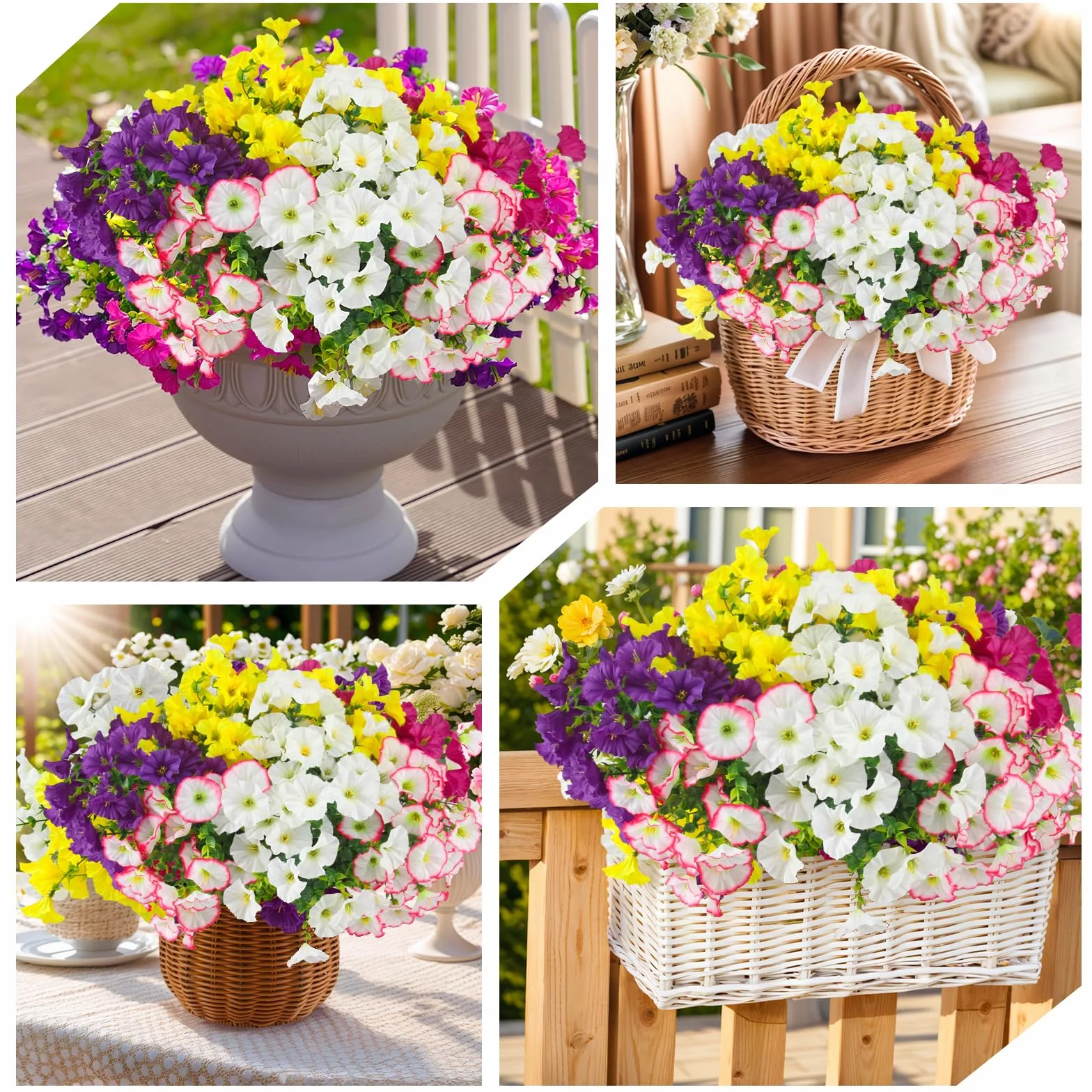 Fiori Finti da Esterno Petunie Artificiali Protezione UV Mazzi 10 Decorazione Giardino