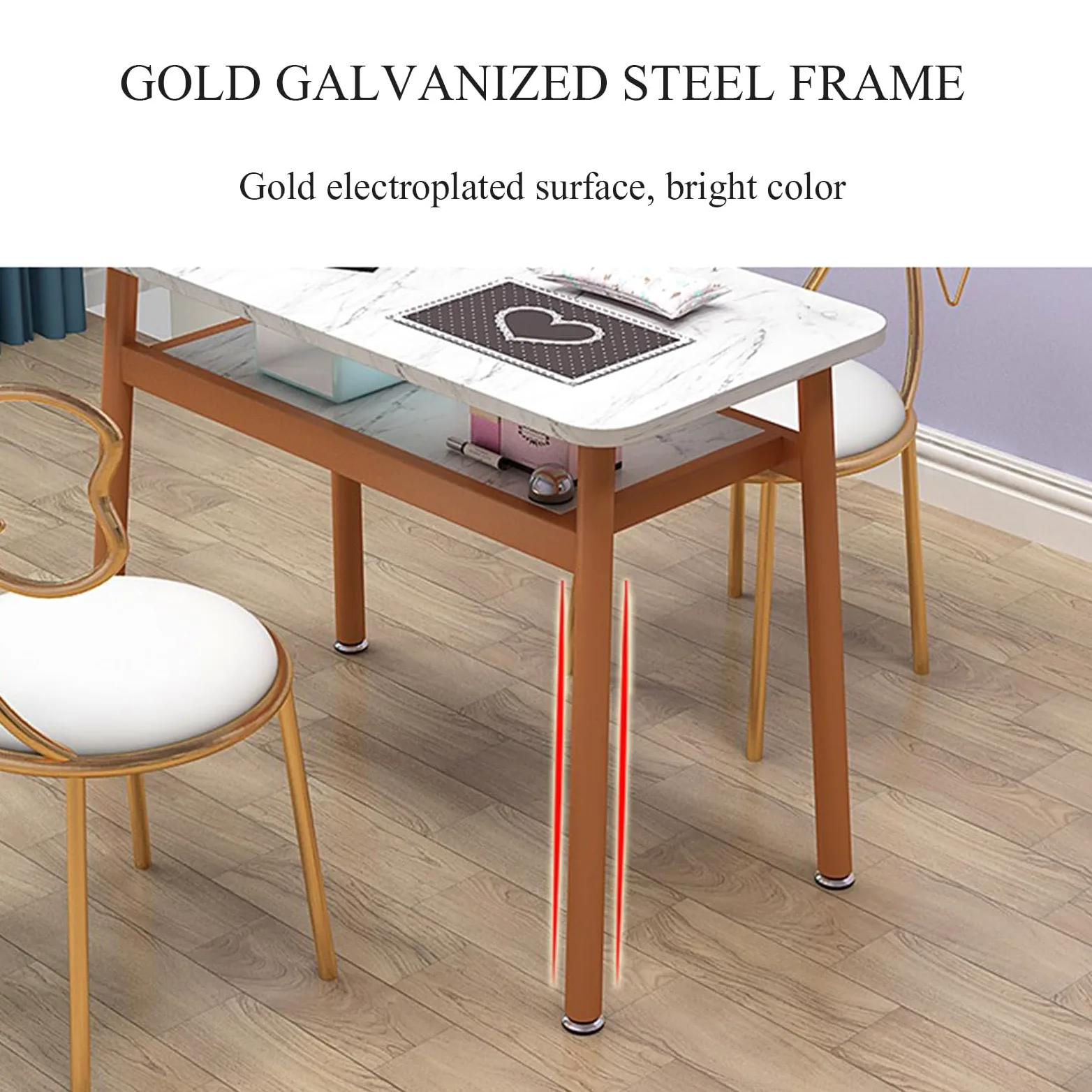 Tavolo da Manicure Professionale, postazione di Lavoro per Tecnici delle Unghie, Tavolo da Trucco in Legno per Salone di Bellezza, Spa, Tavolo da toeletta con,Marble Pattern-80cm 3-Piece Set