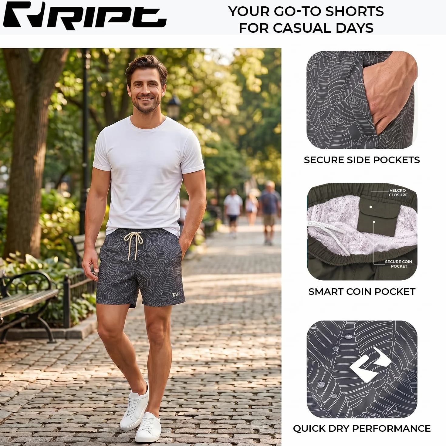 RIPT Performance Pantaloncini da Bagno Uomo Ad Asciugatura Rapida Protezione Solare UV 50