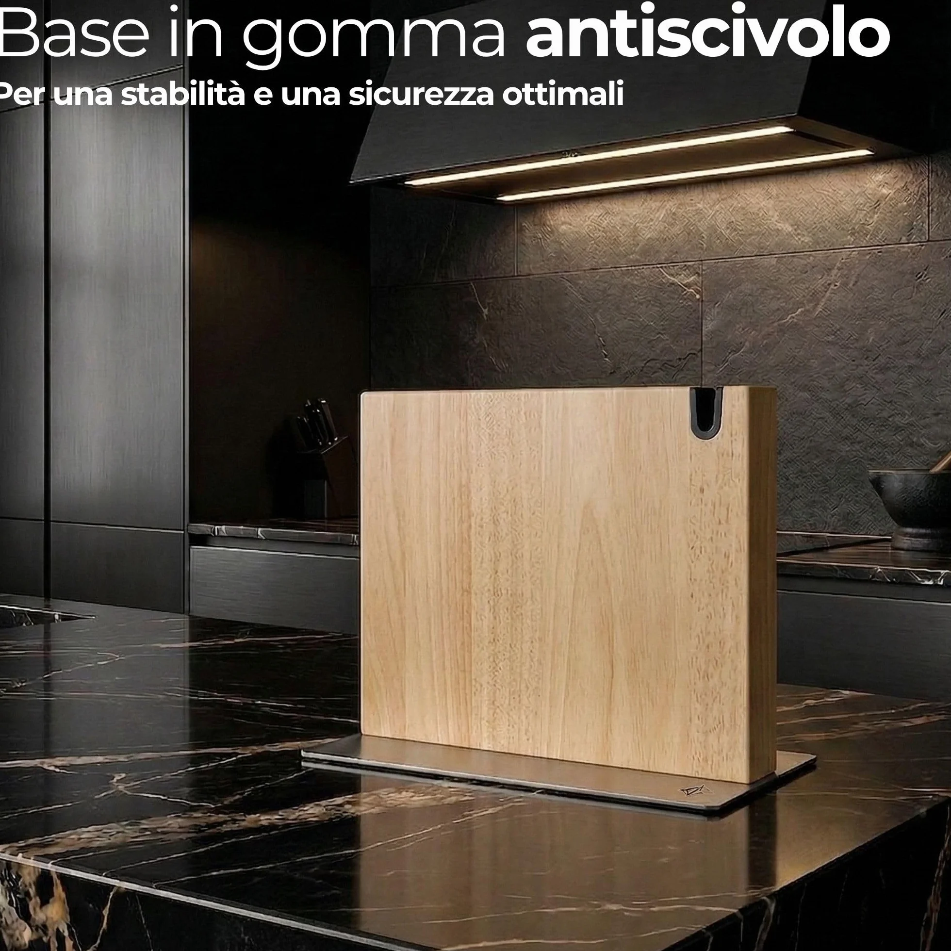 Magnetico Ceppo Coltelli da Cucina XL con Affilacoltelli Integrato, Legno Massiccio