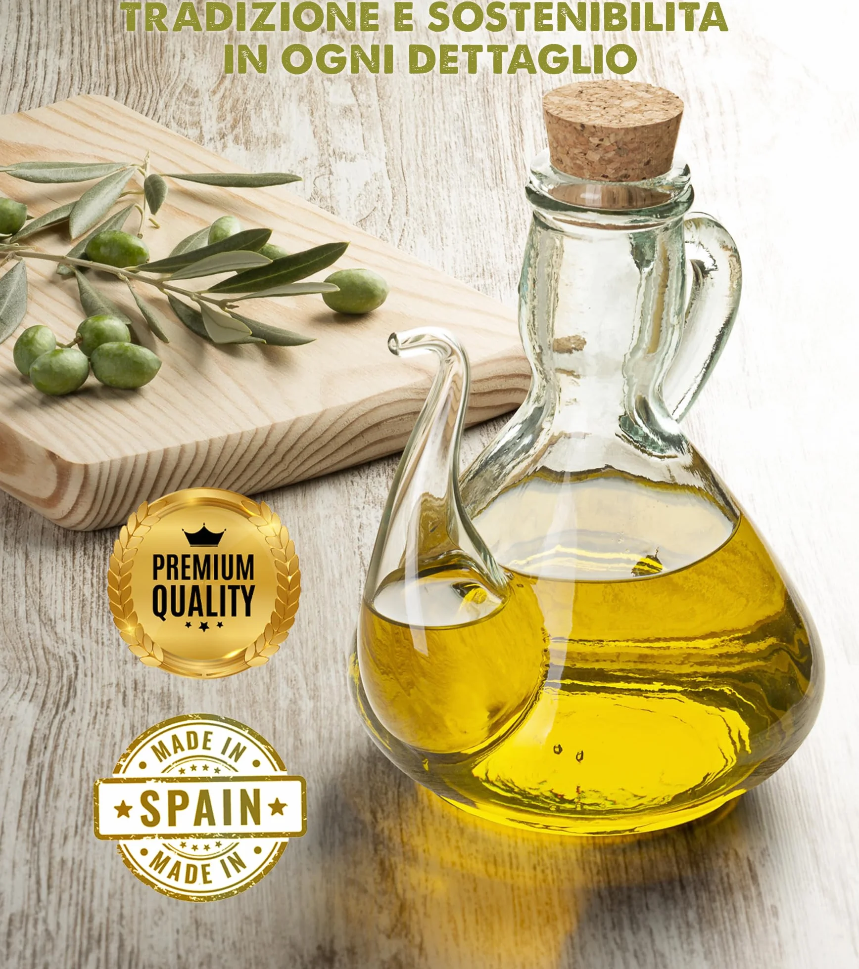 Oliera vetro dispenser olio bottiglia olio vetro oliva salvagoccia contenitore porta olio 500 ML