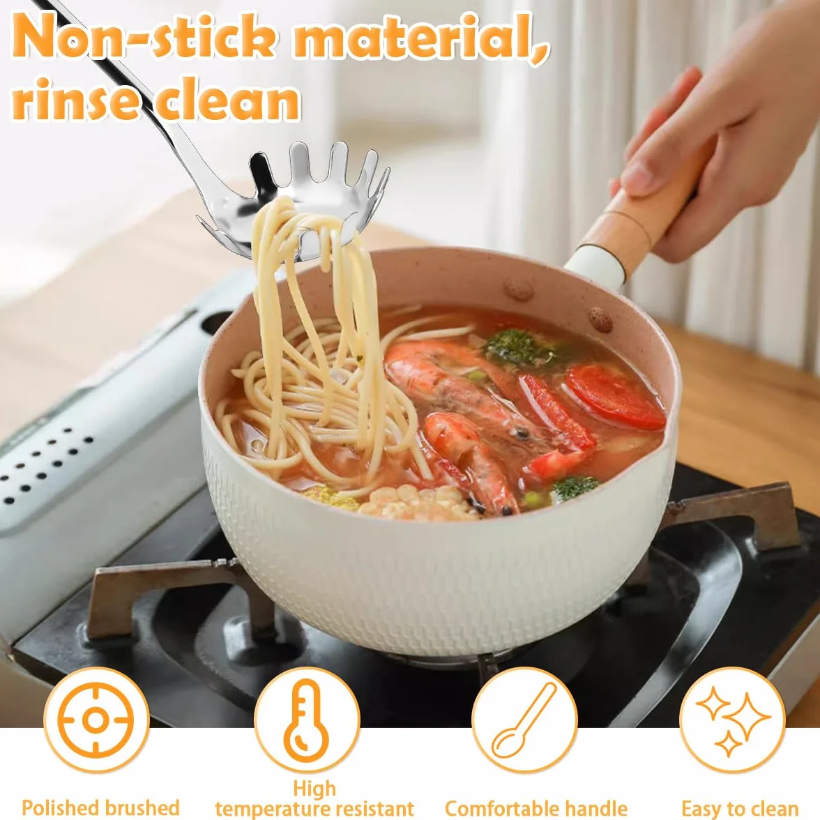 Mestolo Spaghetti Forchettone Per Spaghetti Utensili Cucina Acciaio Inox Mestolo Prendi Spaghetti Server Acciaio Cucchiaio Servispaghetti Per Pasta Lavabile In Lavastoviglie(30CM/11.81In)