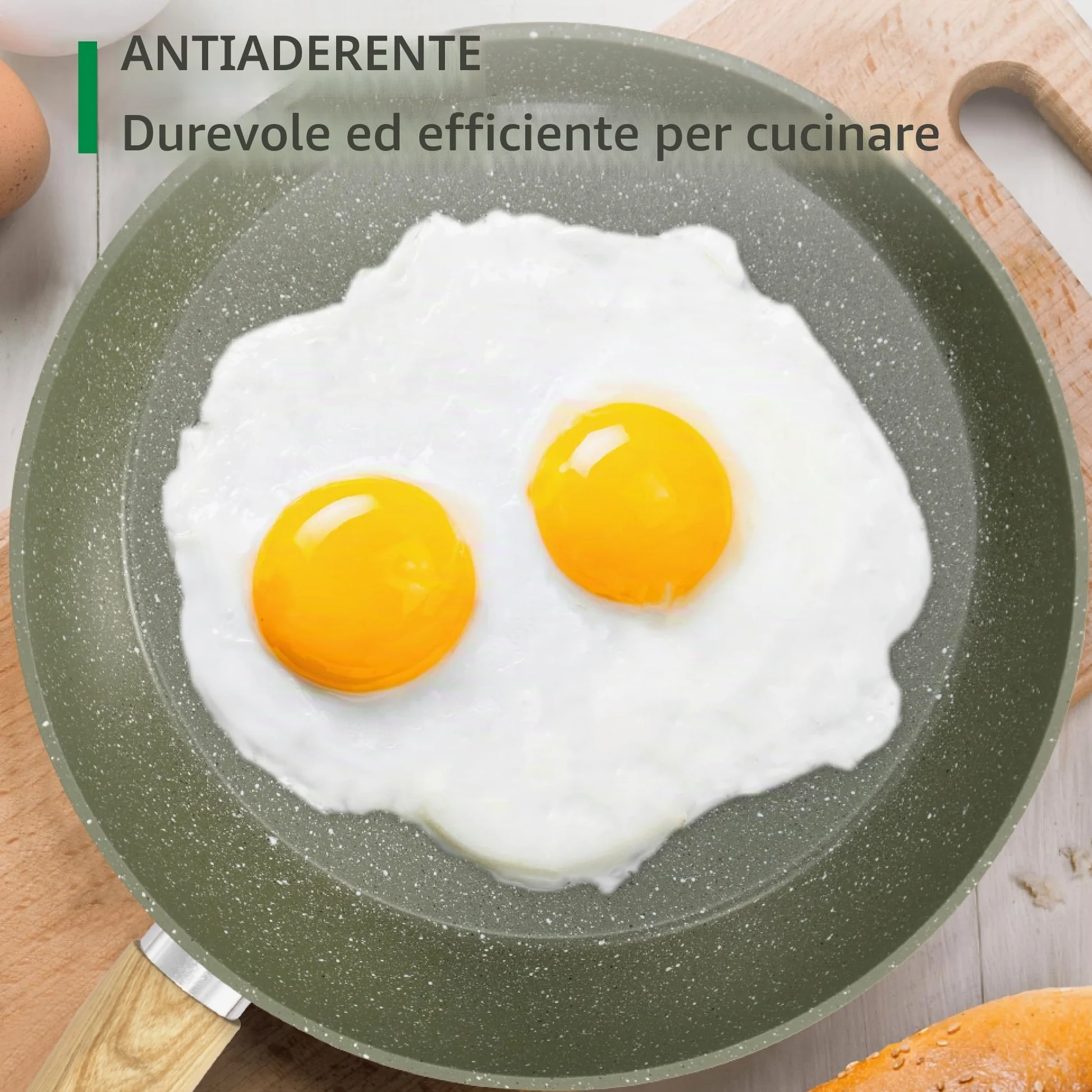 Kitchen Academy - Set di pentole a induzione, 17 pezzi, con coperchi in vetro e rivestimento in granito, con padelle e pentole (verde, 17 pezzi)