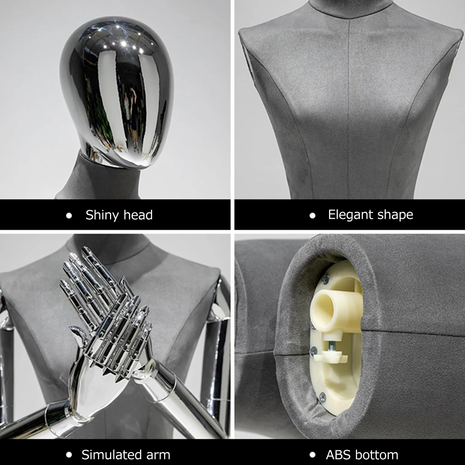 Jueraori Manichino Donna Sartoriale, Manichini Busti con Braccia, Forma Del Vestito in Velluto Mostra Supporto Del Manichino per Negozio, Regolabile Altezza 120-210cm
