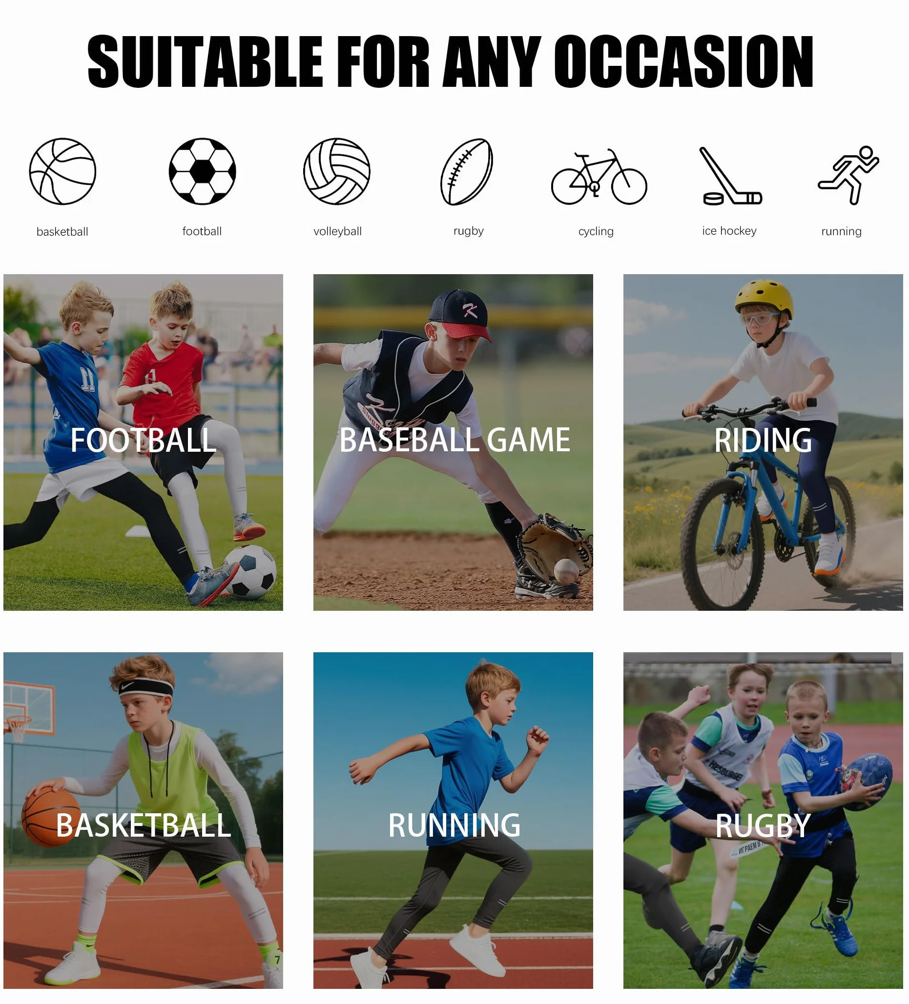 ANGEL CITIZ Leggings termici a compressione per ragazzi, sportivi, ad asciugatura rapida, per allenamento, corsa, leggings termici