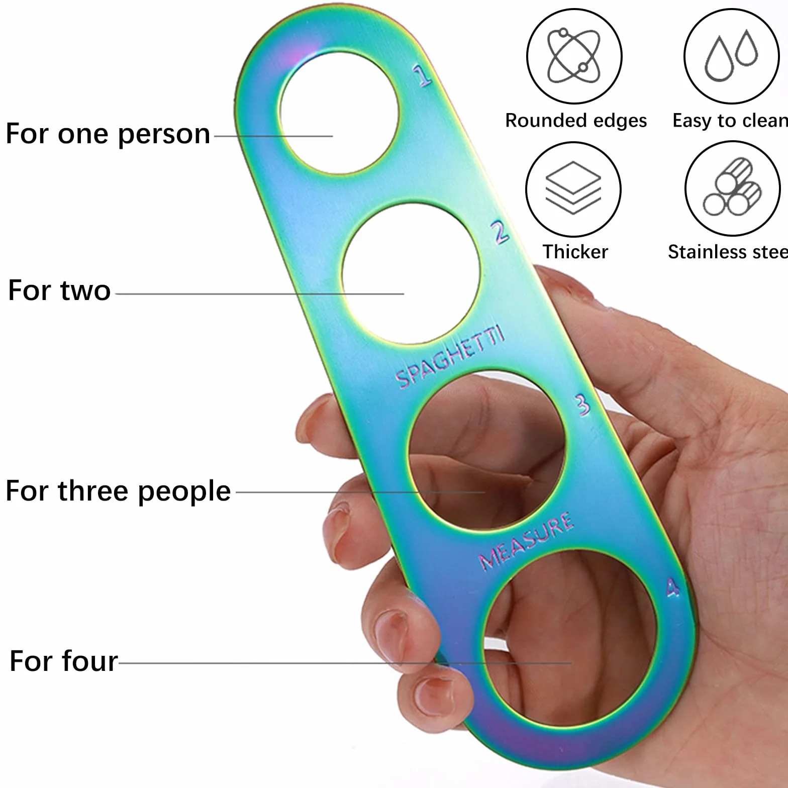 3 Pezzi Righello degli Spaghetti,Misuratore di Spaghetti,Misurare La Pasta Lunga, Utensile da Cucina, con 4 Fori di Misurazione, per Cucine Familiari, Ristoranti