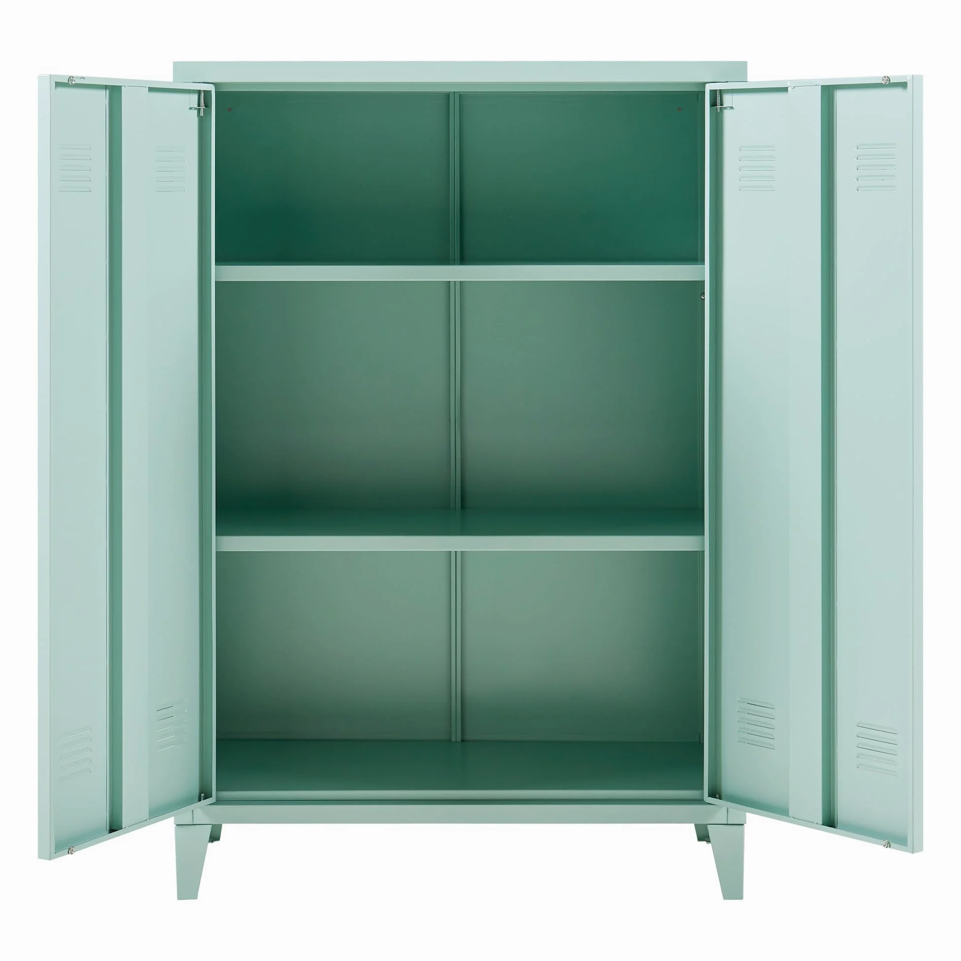 [en.casa] Armadietto da Ufficio Mobile in Acciaio per Archivio Armadio a 2 Ante e Ripiani 110 x 75 x 33 cm Verde Pastello