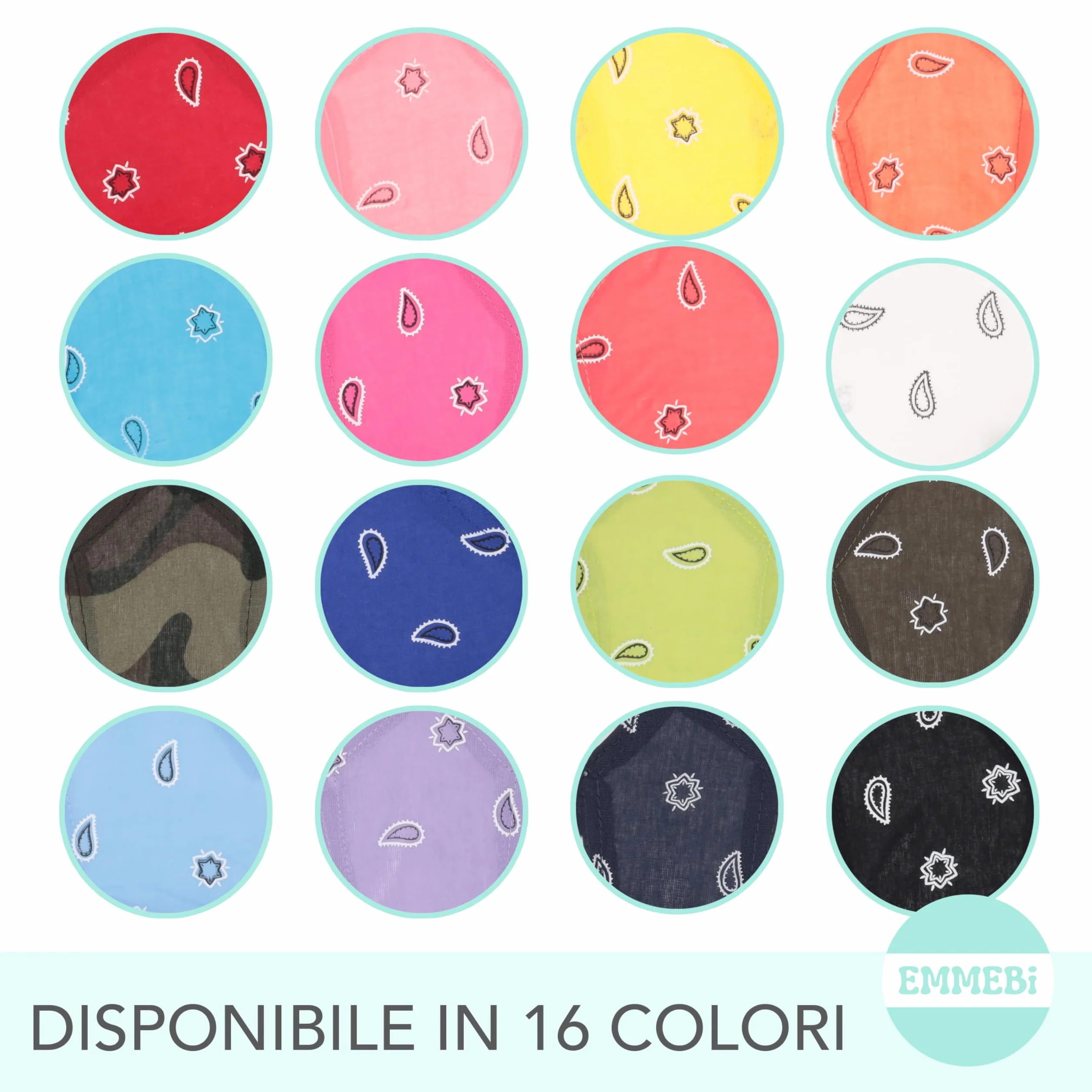EMMEBi Bandana Bambino Neonato 100% Cotone Protezione Raggi UV Taglia Unica 50-54 cm Regolabile