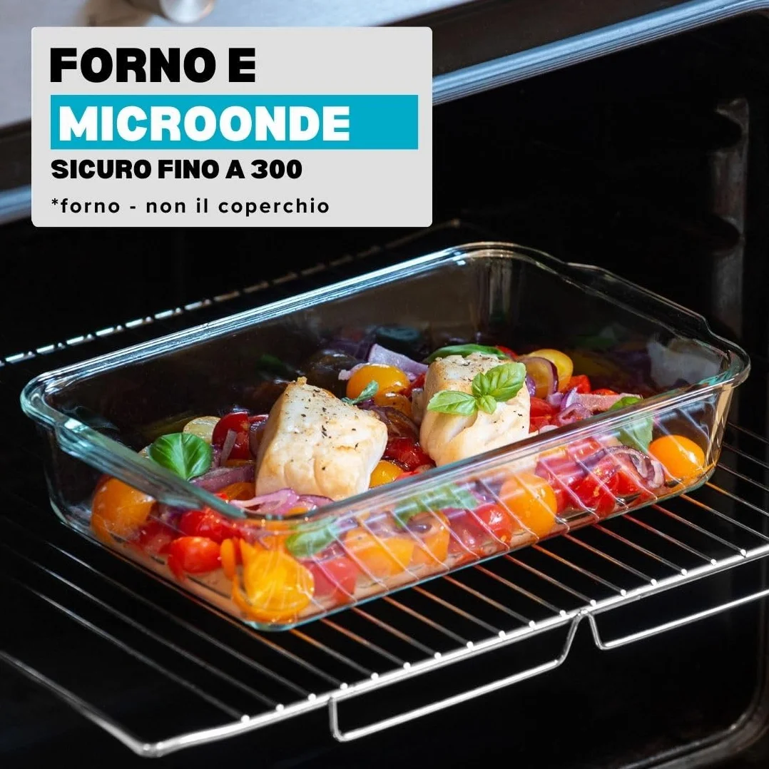 Igluu Meal Prep Teglie in Vetro per Lasagne con Coperchi (Set da 3) – Ermetiche e Senza BPA – Forno, Microonde, Freezer e Lavastoviglie – 2,2 L – Vetro Borosilicato