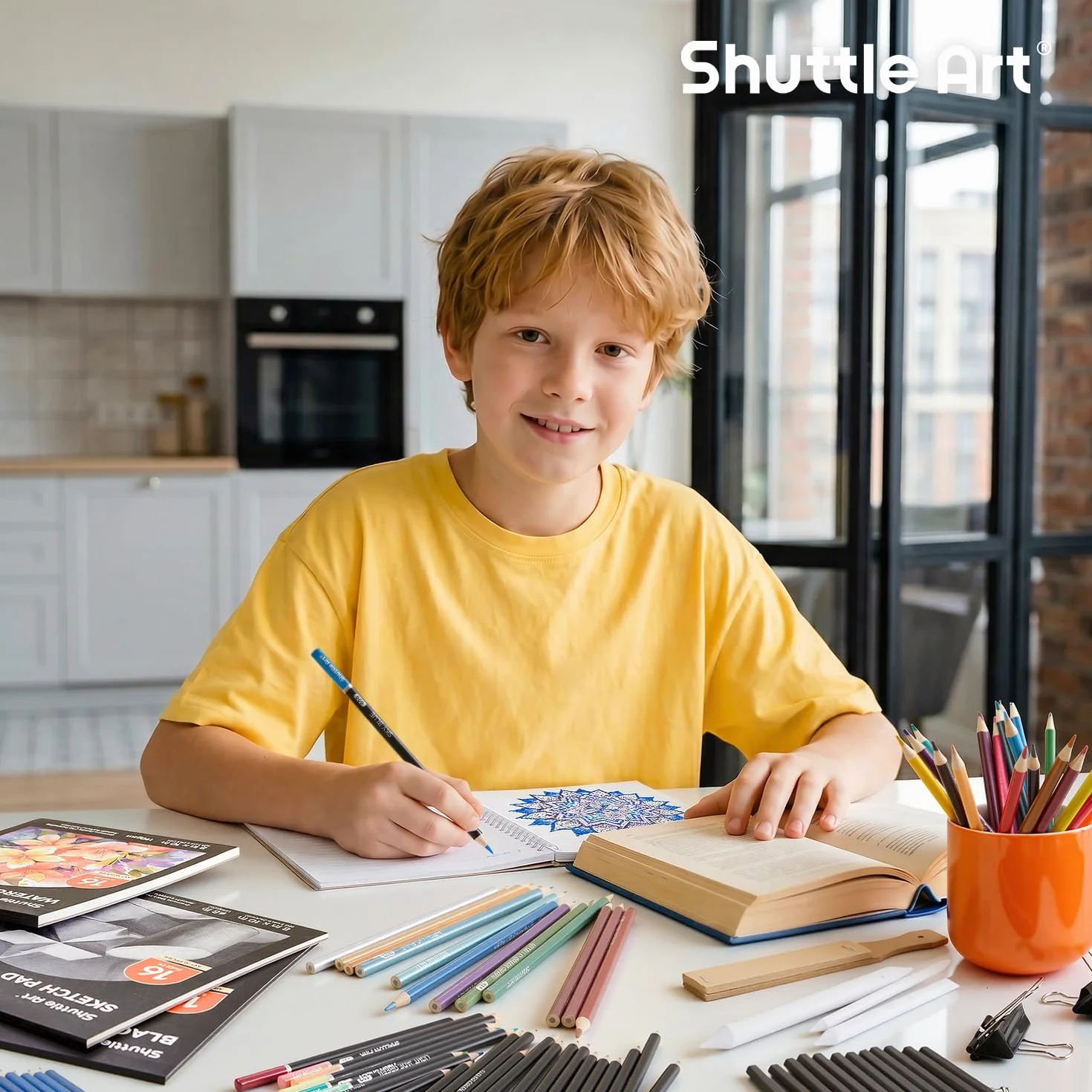 Shuttle Art Kit Matite da Disegno Professionale,Pacchetto 103 Set Matite da disegno Set Disegno Schizzo con Matite Colorate e da Schizzo Grafite in Astuccio Portatile, Bambini, Adulti Artisti
