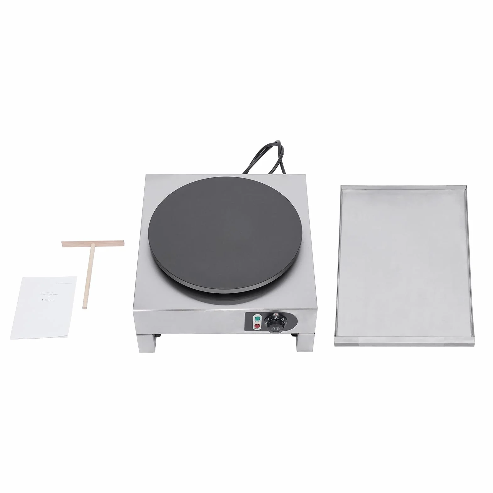 Crepes Maker 3000 W 40 cm 300 °C elettrico con spatola di legno