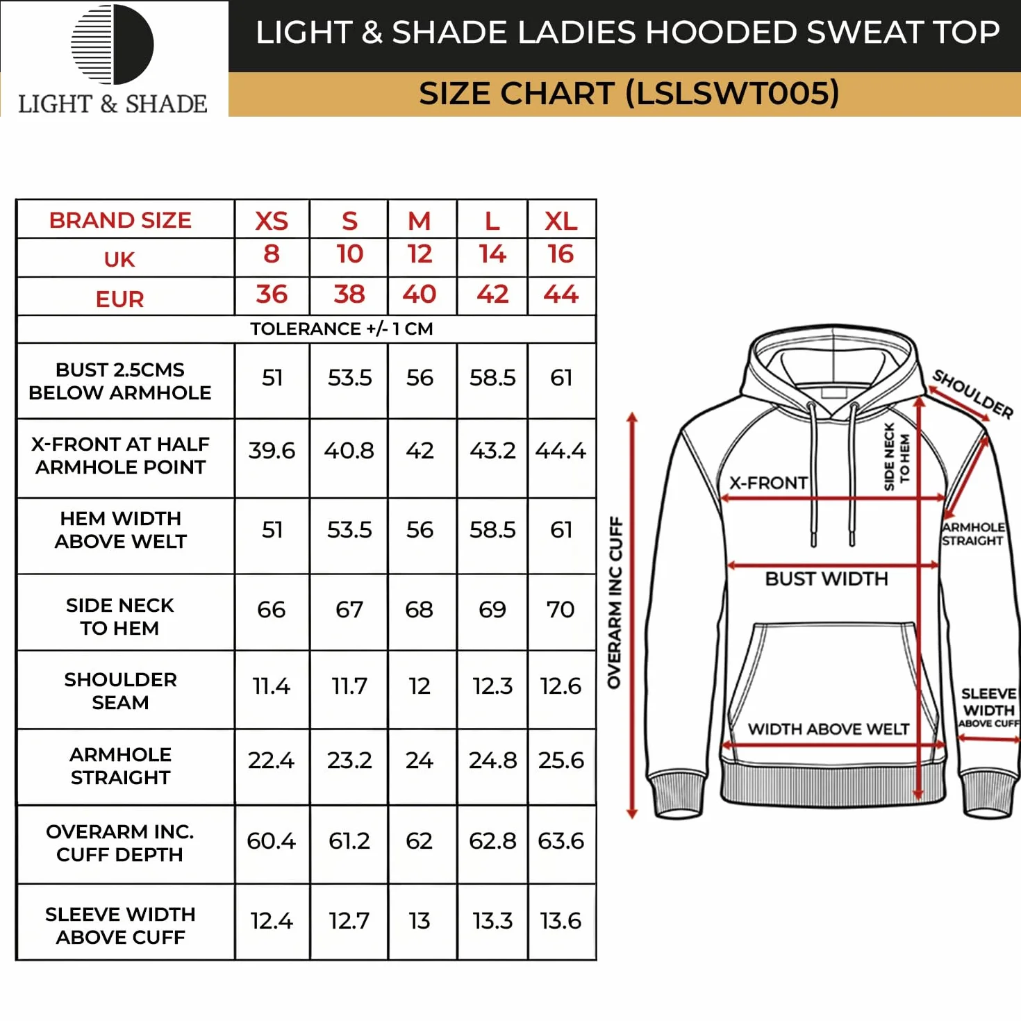 Light & Shade Felpa Donna con Cappuccio Fleece – Hoodie Pullover con Tasca e Coulisse, Sweatshirt Morbida per Palestra Fitness Loungewear e Uso Quotidiano