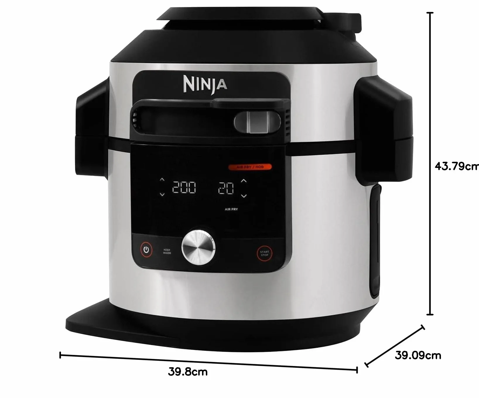 Ninja Foodi MAX Multicooker 7.5L OL750EU - SmartLid, Sonda Digitale, 14 Funzioni, Pentola a Pressione, Friggitrice ad Aria, Acciaio