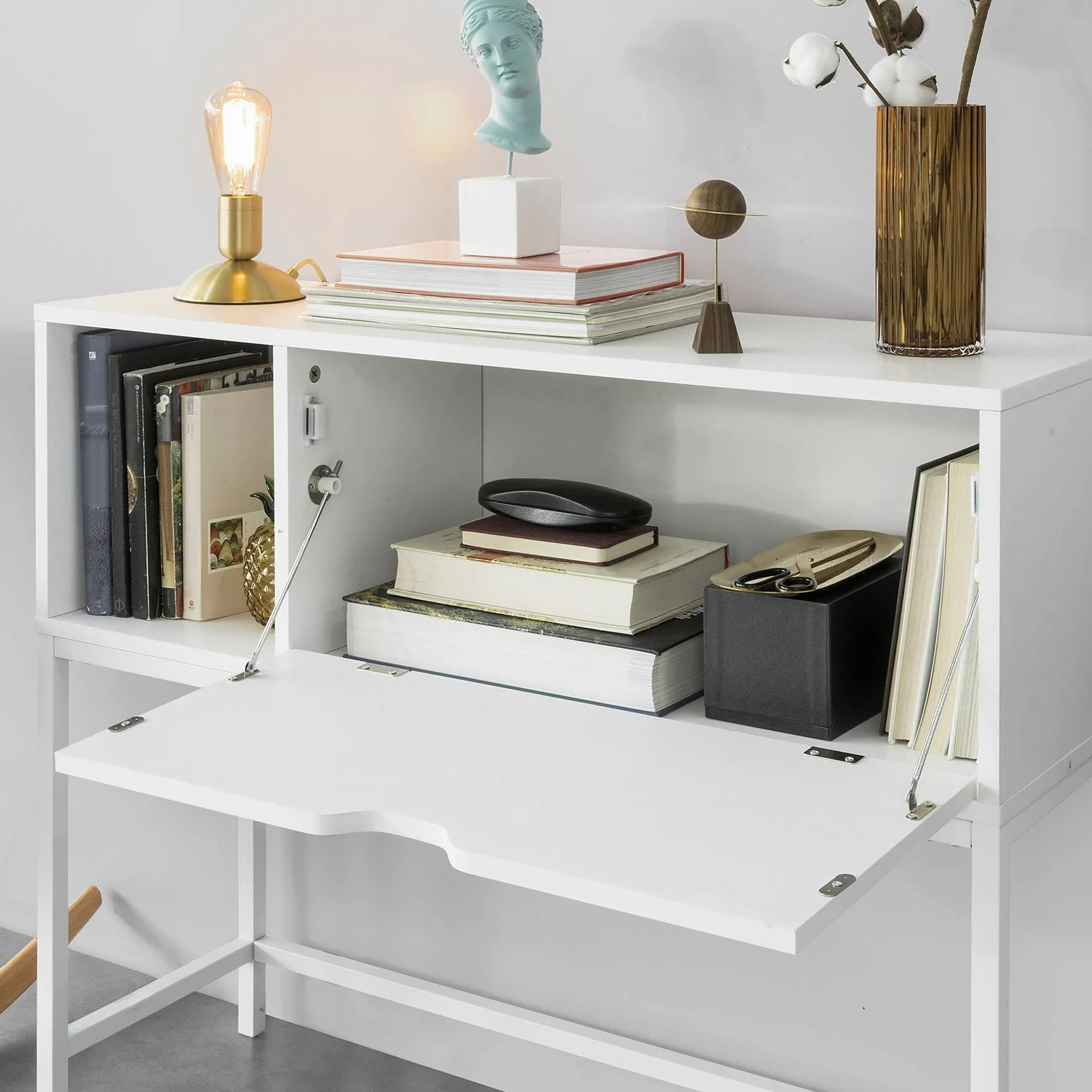 SoBuy Consolle Ingresso Mobiletto con 1 Grande Armadio salvaspazio L92*P30*A80 cm, Bianco FSB21-W