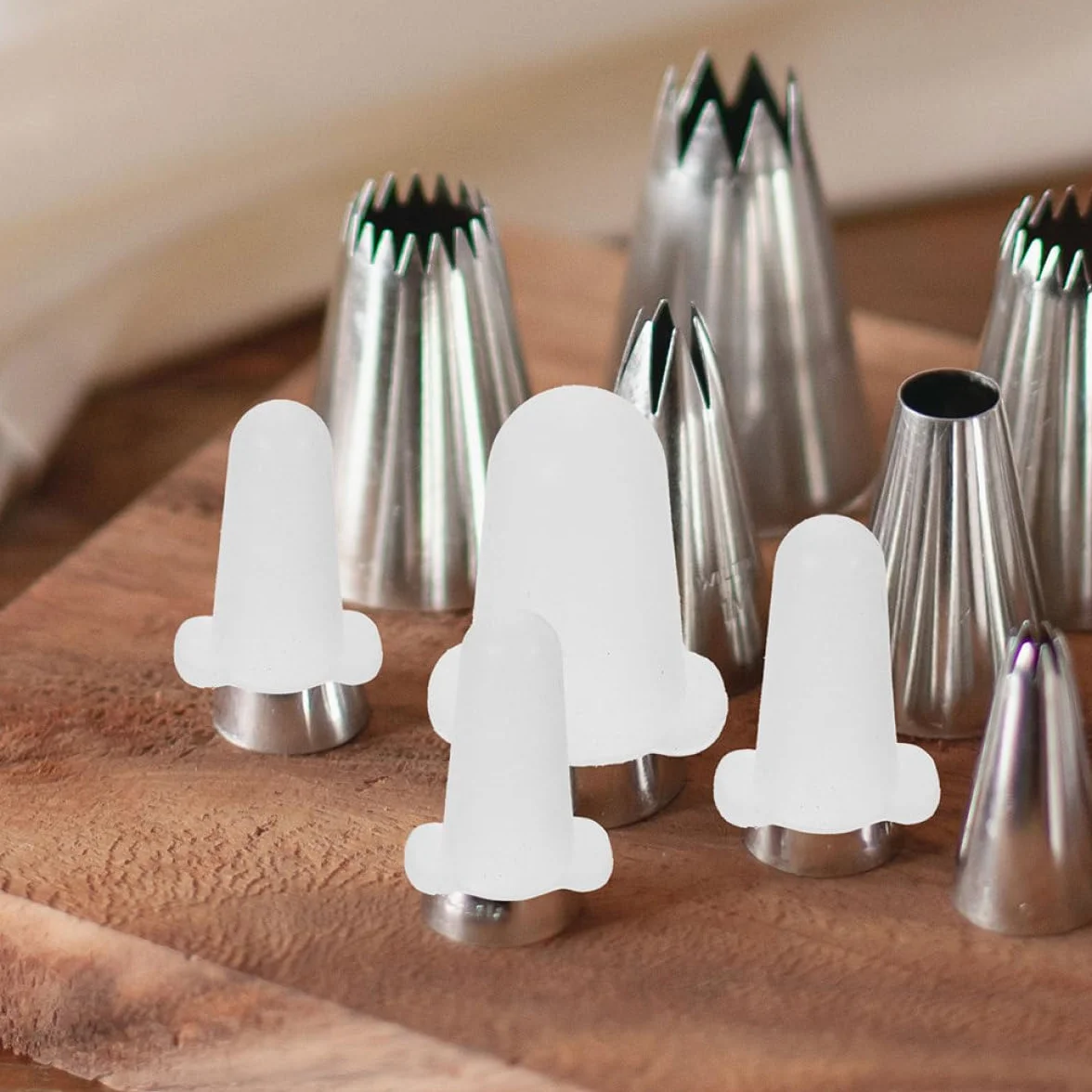 TOYANDONA 6 Pezzi Coperture Protettive in Silicone per Punte da Torta, Flessibili e Resistenti, Adatte alla Maggior Parte delle Punte per Decorare Torte in Bianco