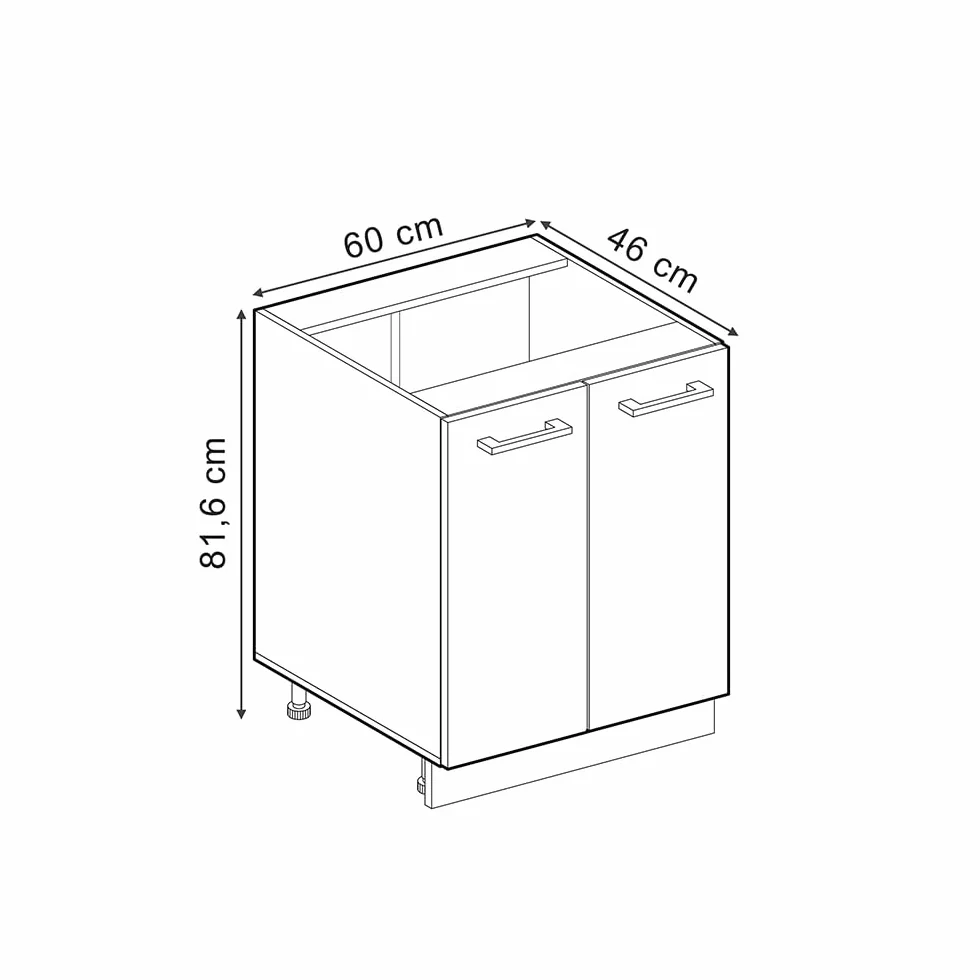 Vicco Mobiletto base cucina R-Line, Sonoma, 60 cm senza piano di lavoro, per la libera combinazione all'interno di sistemi cucina modulari