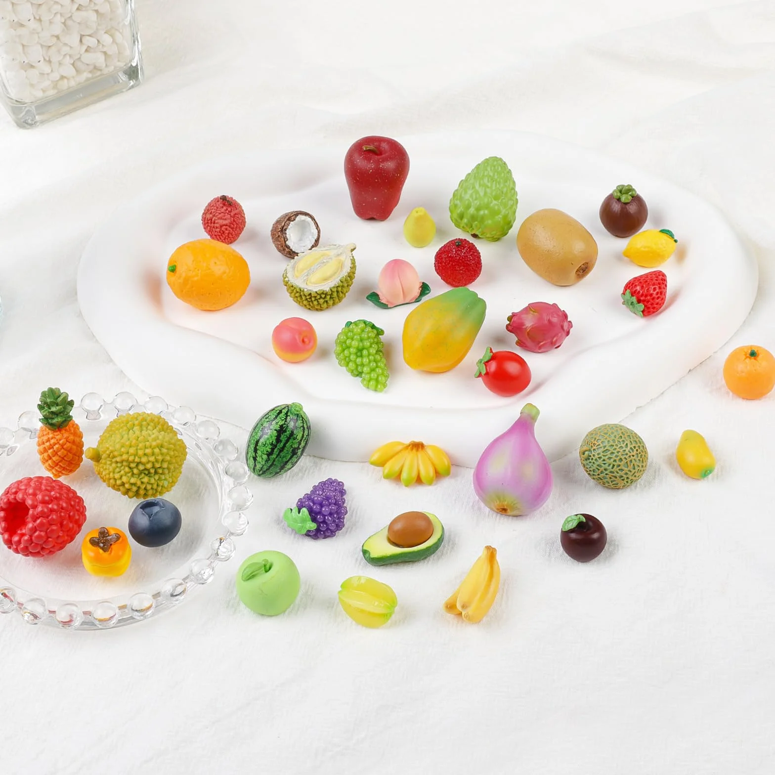 Mini Frutta Artificiale in Resina 35 Pezzi Fragola Limone Banana Decorazione