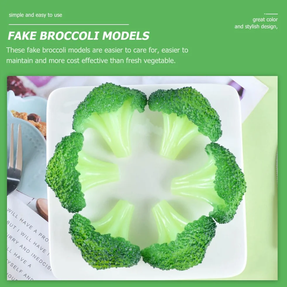 SOLUSTRE Broccoli Artificiale 3 Pezzi Plastica Realistica Verdura