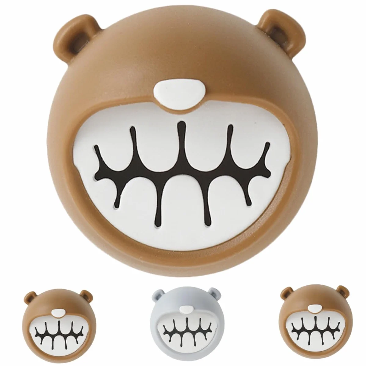 Ganci Portasciugamani Adesivi Set 4 Pezzi Orsetto Decorativo Parete Grigio Marrone