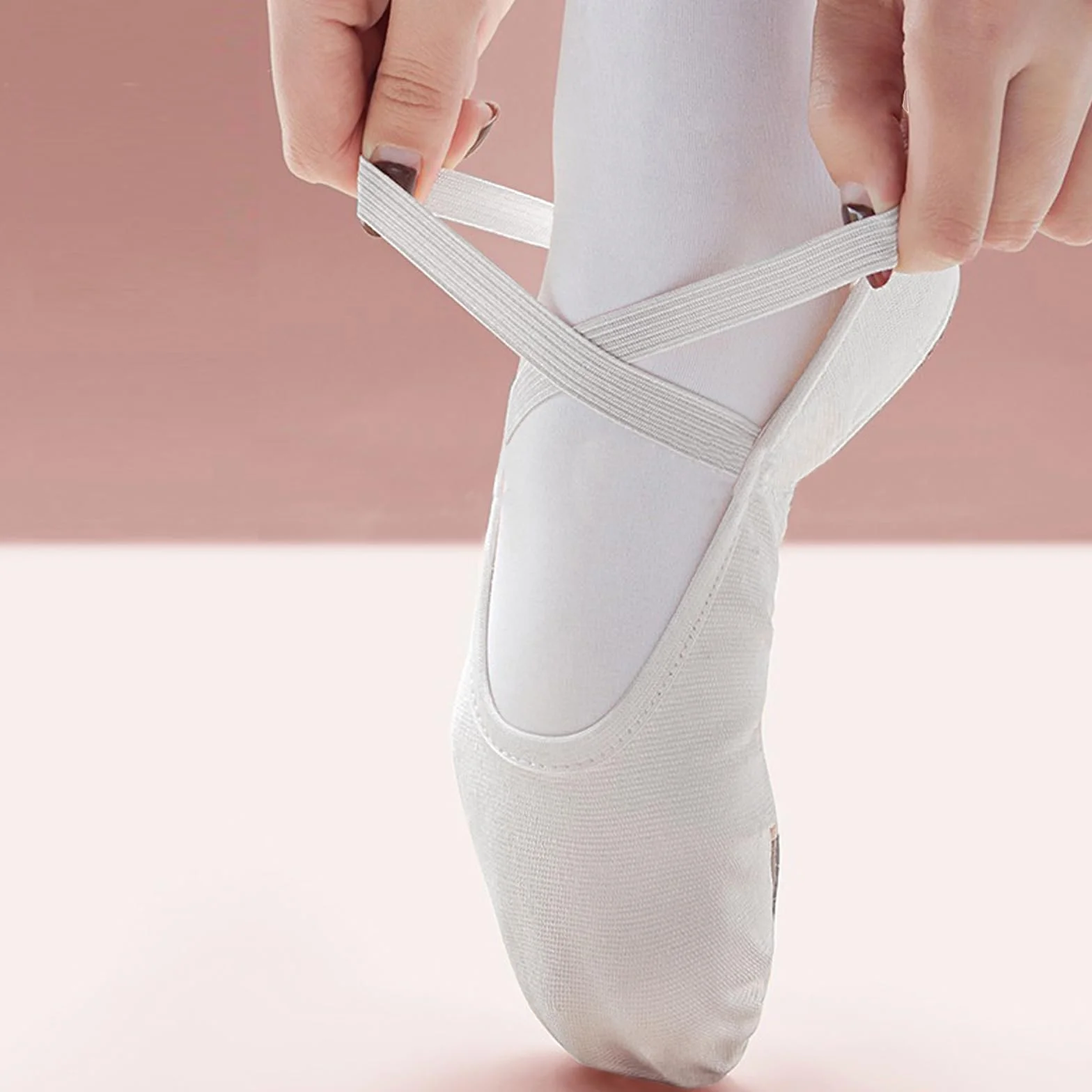 Scarpe Danza Classica Tela Mezze Punta Suola Spezzata per Bambini Ragazze Donna
