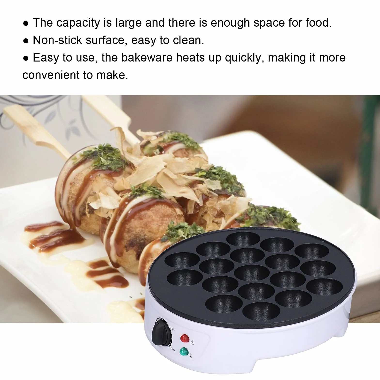 Creatore di Takoyaki Portatile Teglia Elettrica 18 Stampi Antiaderenti 220-240V Compatto