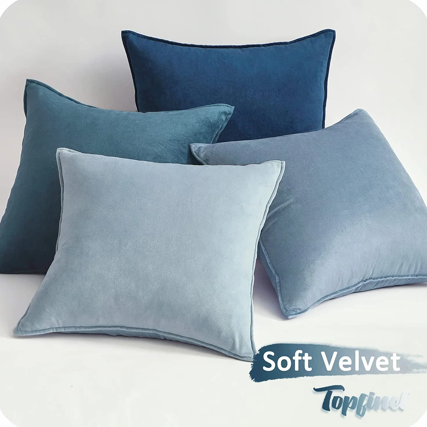 Topfinel 4 Pezzi Copricuscini Divano 50x50 Velluto Giallo Blu Moderno