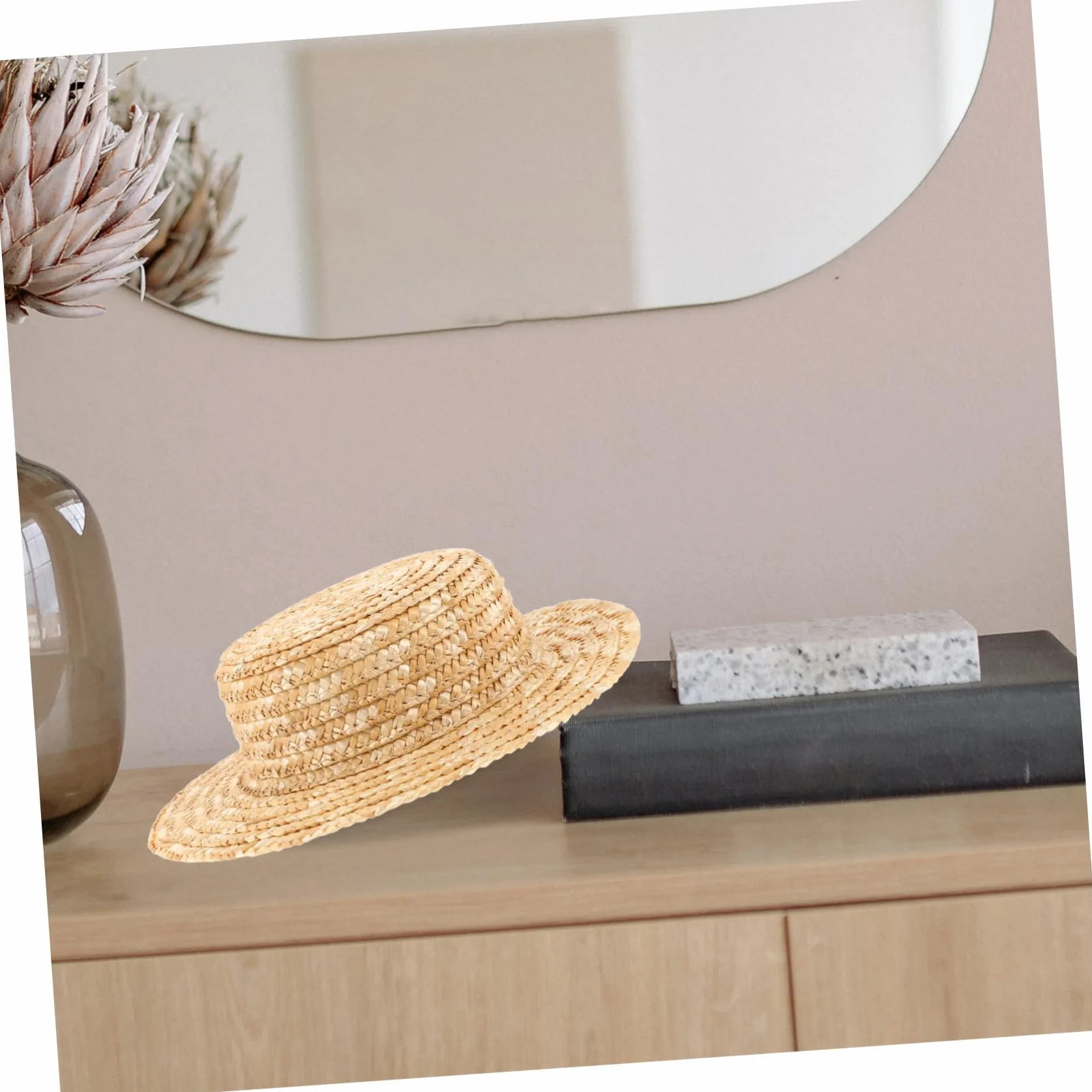 Mini Cappello per Accessorio Artigianale Decorativo Cappellino Rotondo Fatto Mano per Mini Doll
