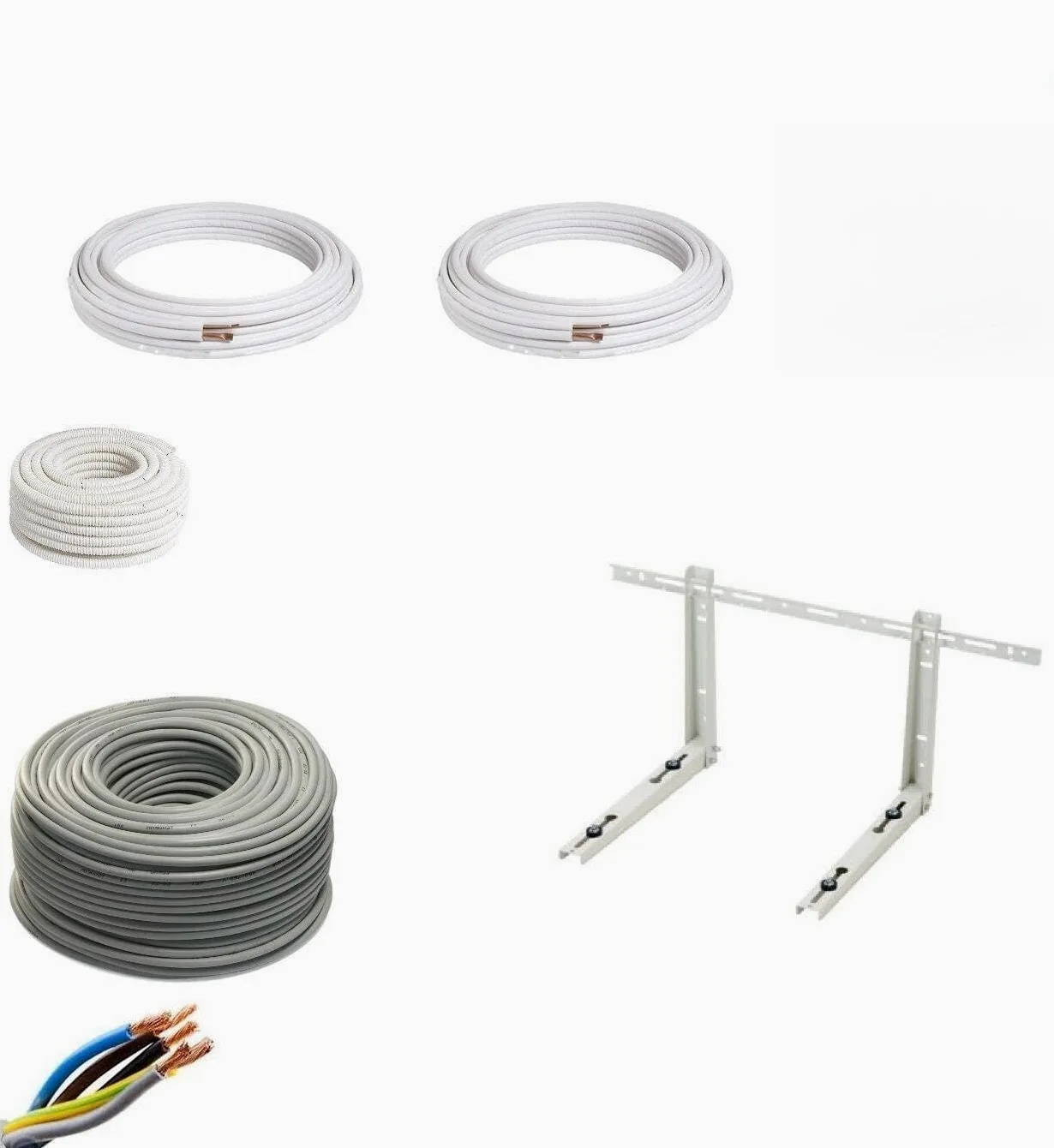 KIT INSTALLAZIONE CONDIZIONATORE CLIMATIZZATORE 2,5MT TUBO RAME 1/4" 3/8" STAFFE
