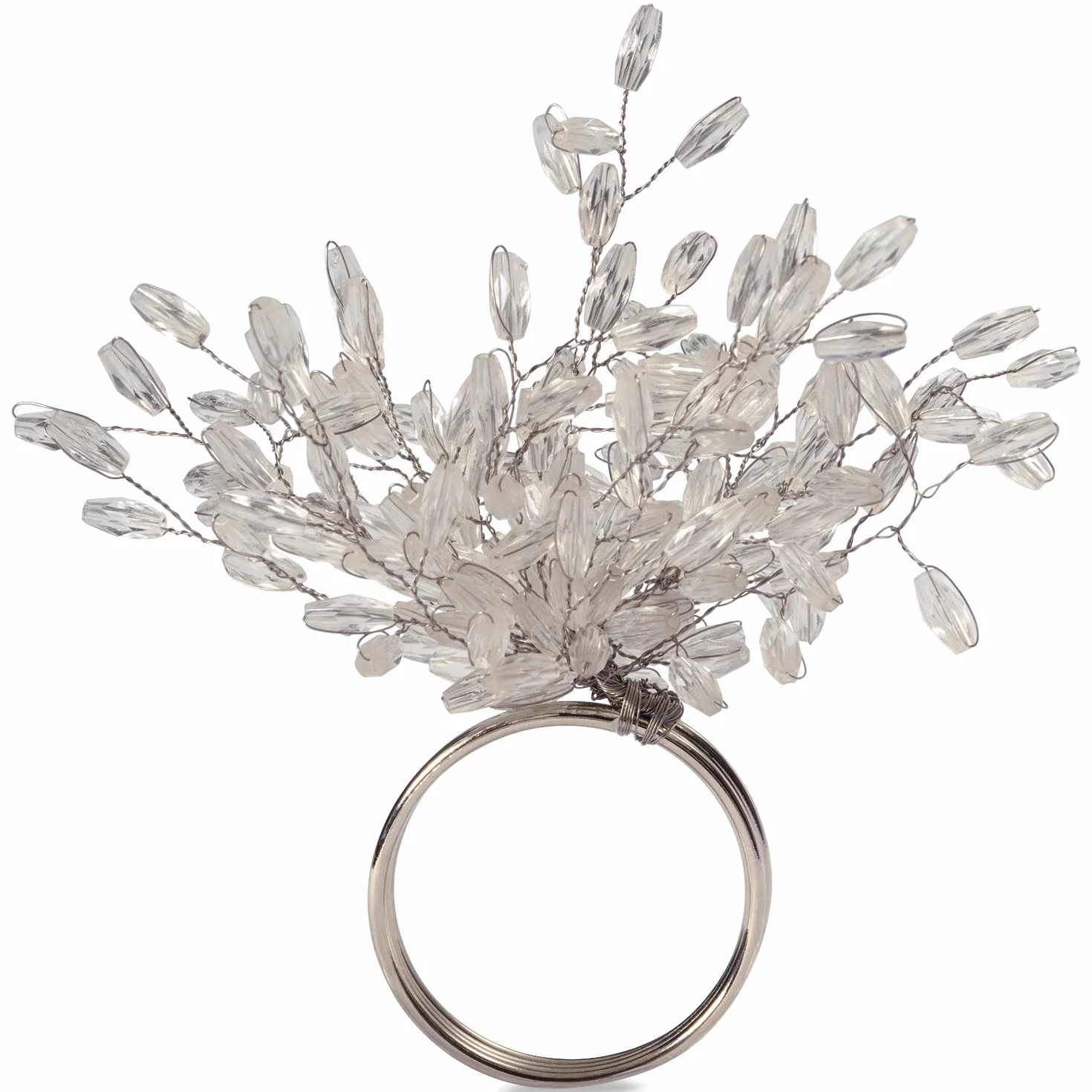 DII Set di 6 portatovaglioli decorativi per decorazioni da tavolo e festa del Ringraziamento, diametro 10,2 cm, perline argentate Starburst, decorazione da tavolo