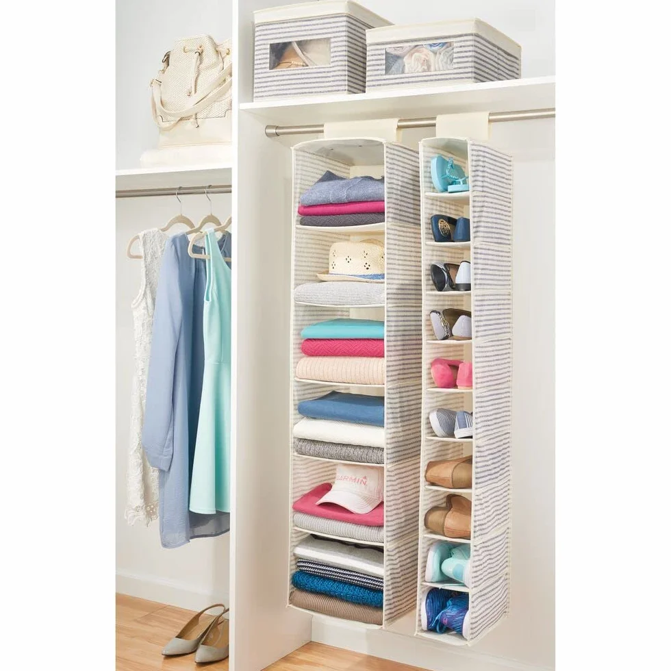 mDesign Organizzatore per armadio da appendere in tessuto 6 ripiani naturale blu cobalto