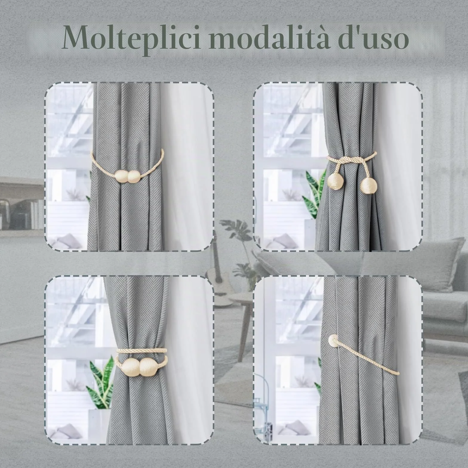 TopHomer 4 Pezzi Fermatenda Magnetici con Calamita Forte, 10 Colori, beige