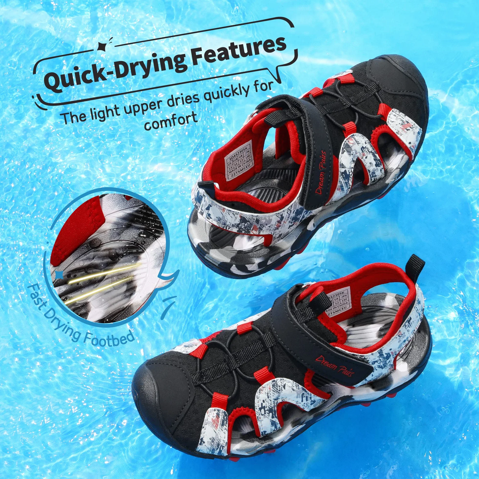DREAM PAIRS Sandali Sportivi Estivi per Bambini e Ragazzi - Scarpe da Trekking Esterno con Punta Chiusa
