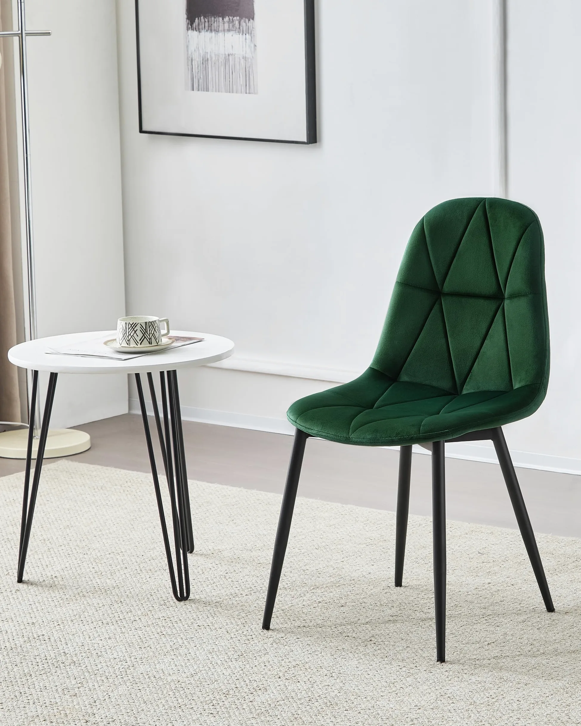 Lestarain set di 4 Sedia da Pranzo in Velluto, Sedie sala da pranzo con Schienale, Sedia Ergonomica con Gambe Metalliche, Seduta Imbottita, Verde Scuro LCNI109002-4