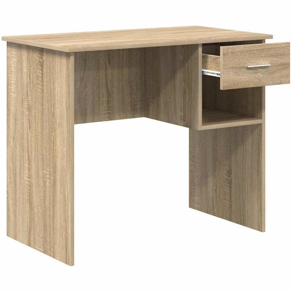 Scrivania Sonoma Rovere 90 x 49 x 75 cm con cassetto e scaffale, design moderno, struttura in legno resistente per ufficio, casa, gioco e camera da letto