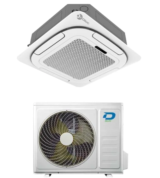 Condizionatore Climatizzatore a cassetta 4 vie 12000 Btu Diloc Over A++ inverter R32 in Pompa di Calore