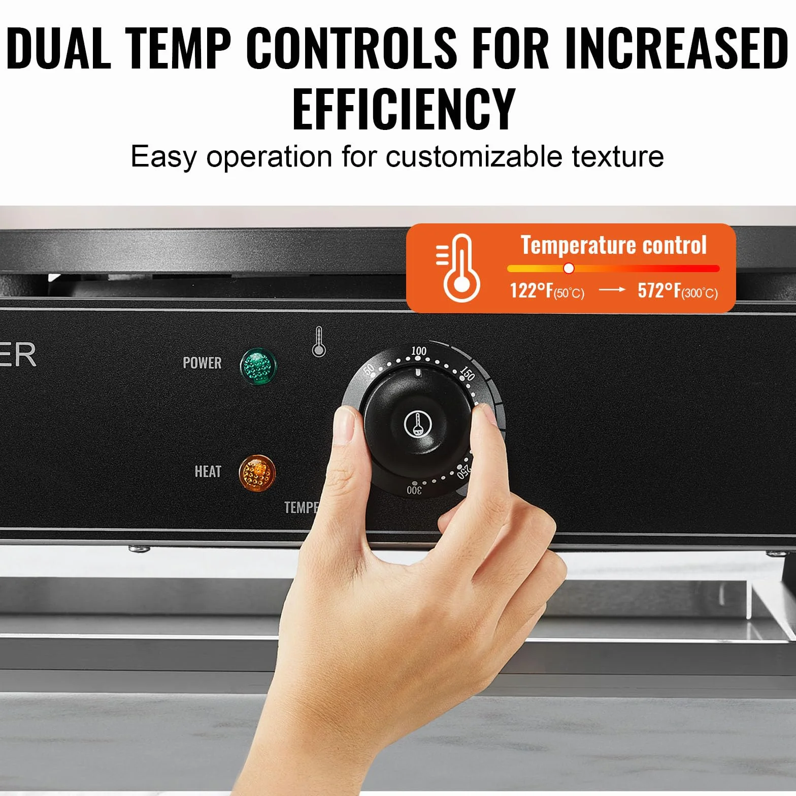 VEVOR Crepiera Elettrica Commerciale a Doppia Testa 406 mm 6000 W, Piastra Piana Antiaderente in Acciaio Inox