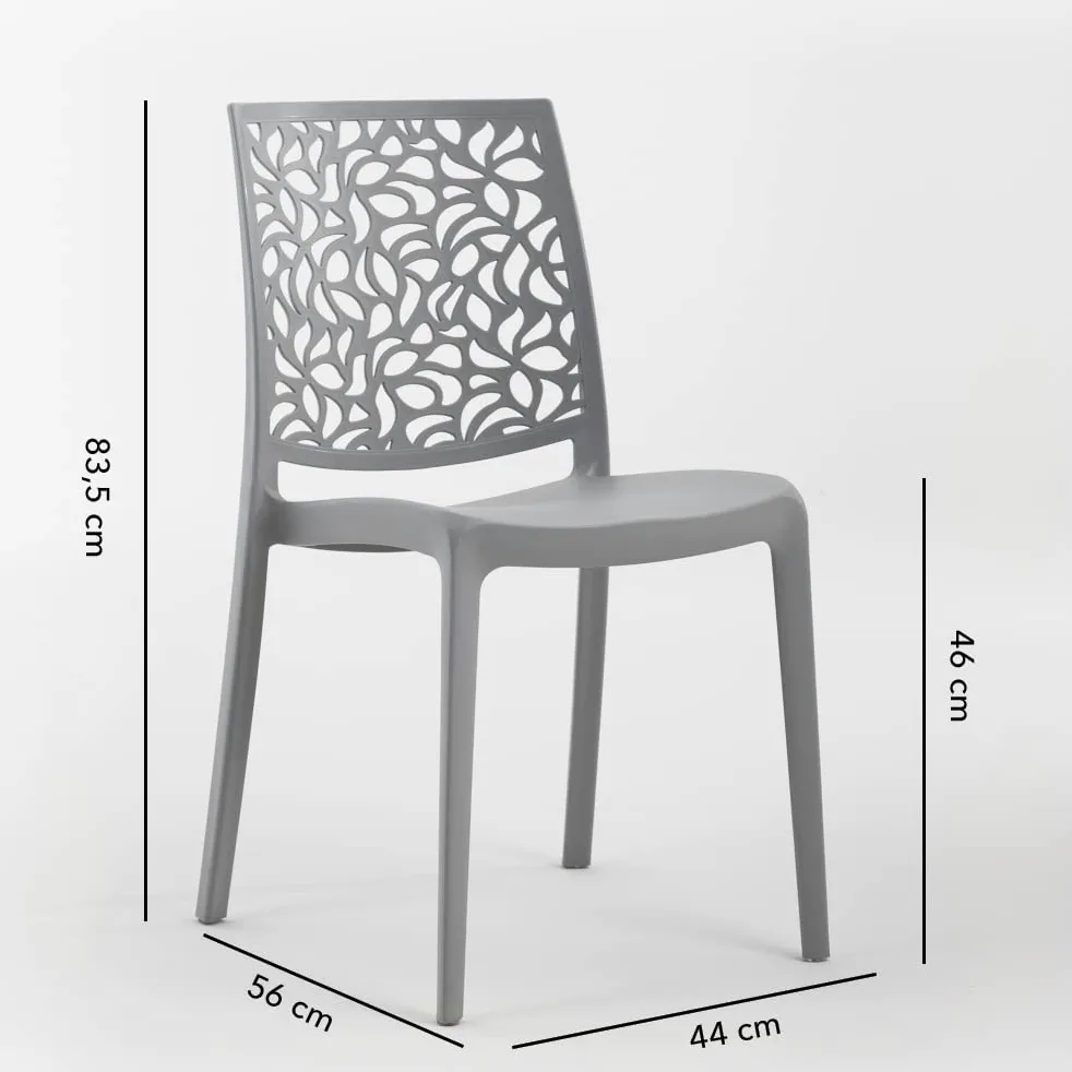 Sedie in polipropilene con fibra di vetro impilabili per interno, cucina o sala da pranzo, per esterno e giardino, sedie da bar e ristorante, design moderno - Anna (6 Sedie, Grigio scuro)