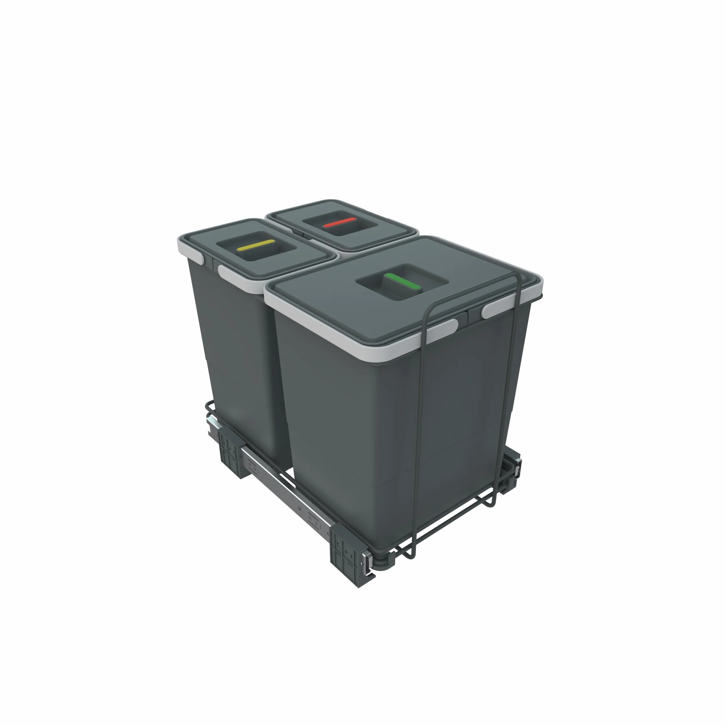 Elletipi PF01 34B1 Pattumiera Differenziata Estraibile per Base in Filo di Acciaio e Plastica con Guide in Metallo, Capacità 18 + 8 + 8 Litri