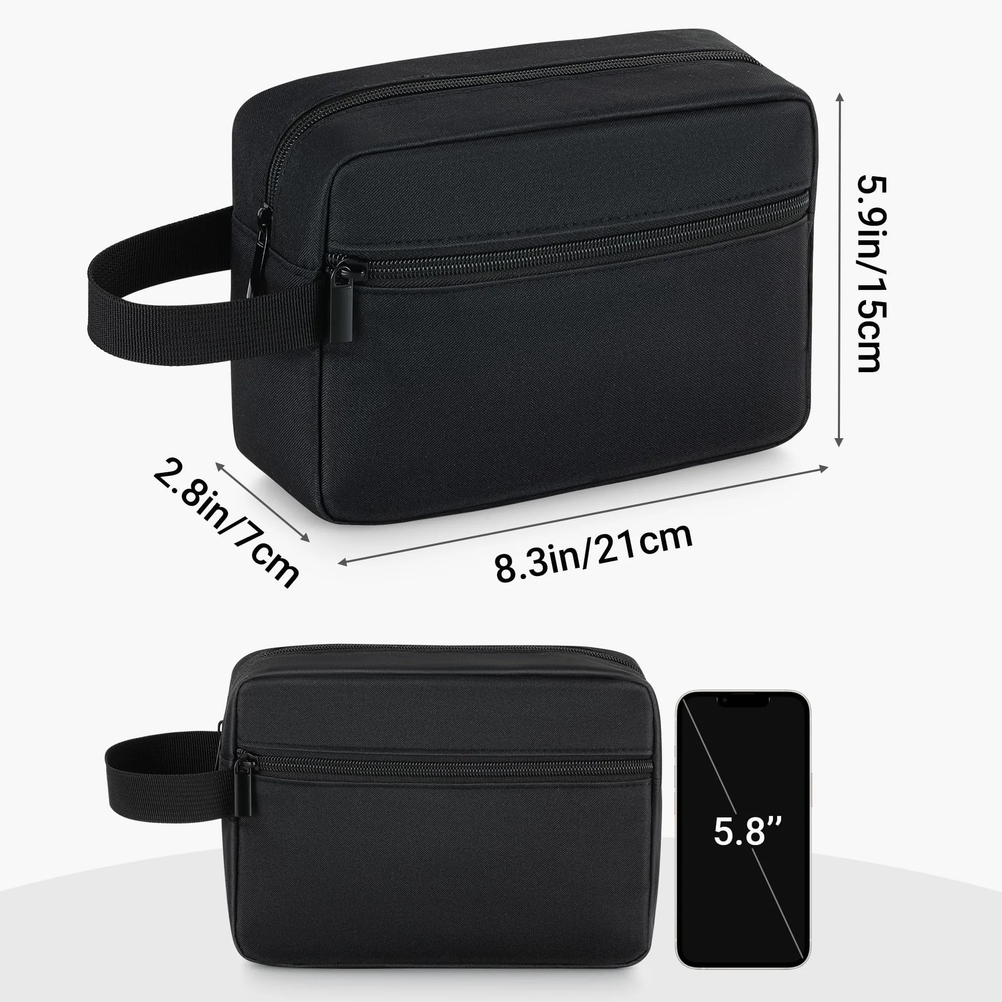 Borsa da toilette da viaggio uomo impermeabile con scomparto rasatura maniglia organizer cosmetici palestra doccia bagno Nero