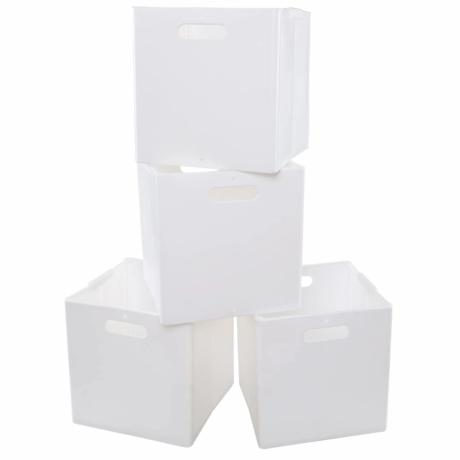 Cubi Portaoggetti Pieghevoli in Plastica, 4 Pezzi, Bianco