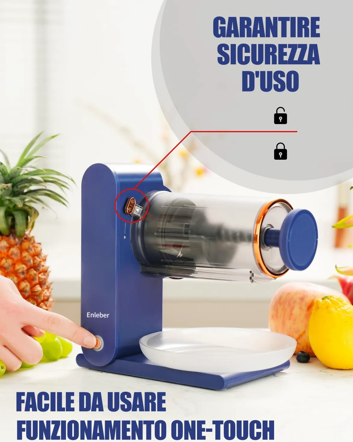 Enleber Tritaghiaccio Elettrico,Tritaghiaccio per Granite e Macchina per Granita,Macchina del Ghiaccio Ideale per Granite,Cocktail e Sorbetti -Blu Scuro