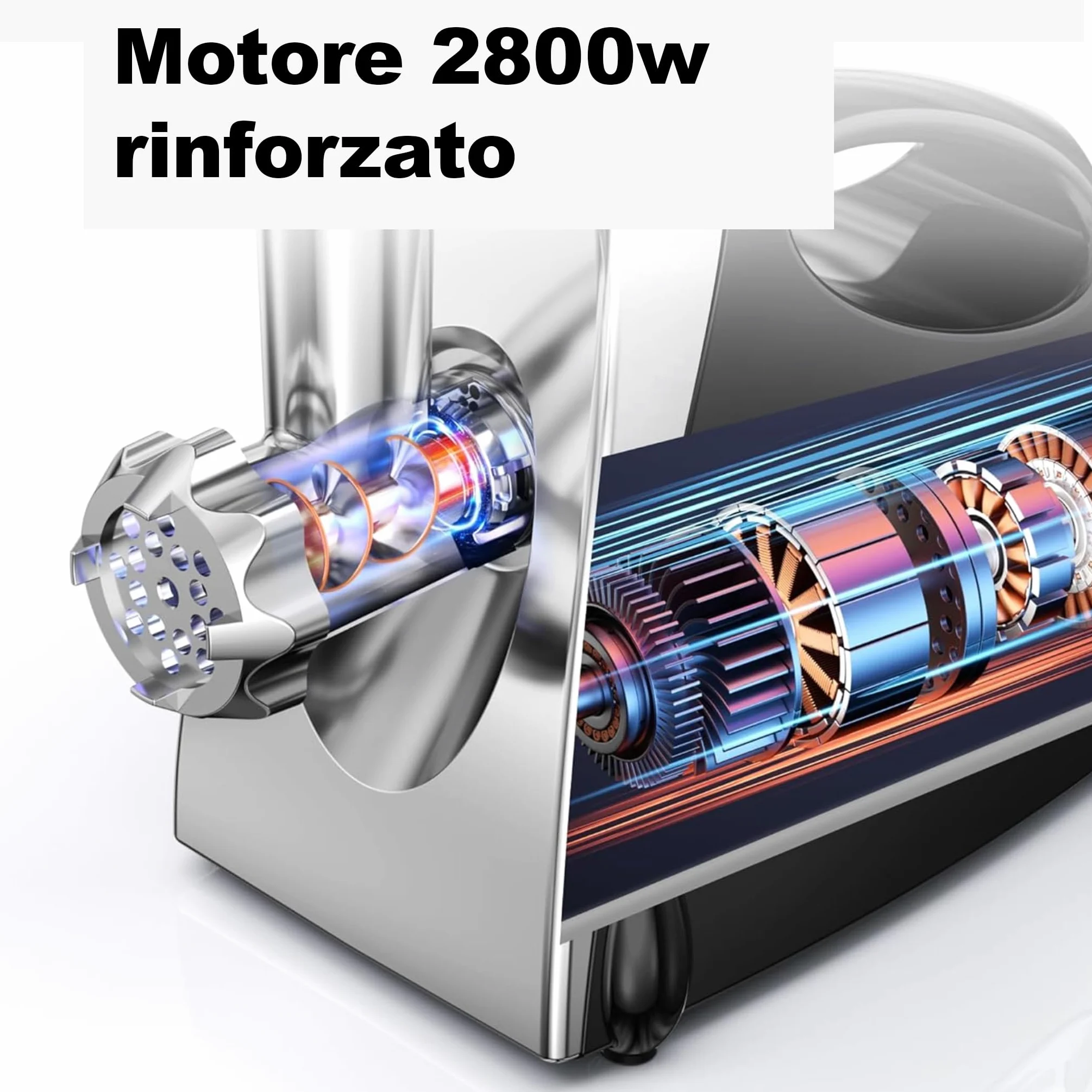 Tritacarne Passapomodoro Elettrico 2800W Max 3 in 1 con Spremipomodoro e Tritaverdure, 3 Dischi in Acciaio Inox + Accessorio Kubbe, Multifunzionale per Carne e Verdure