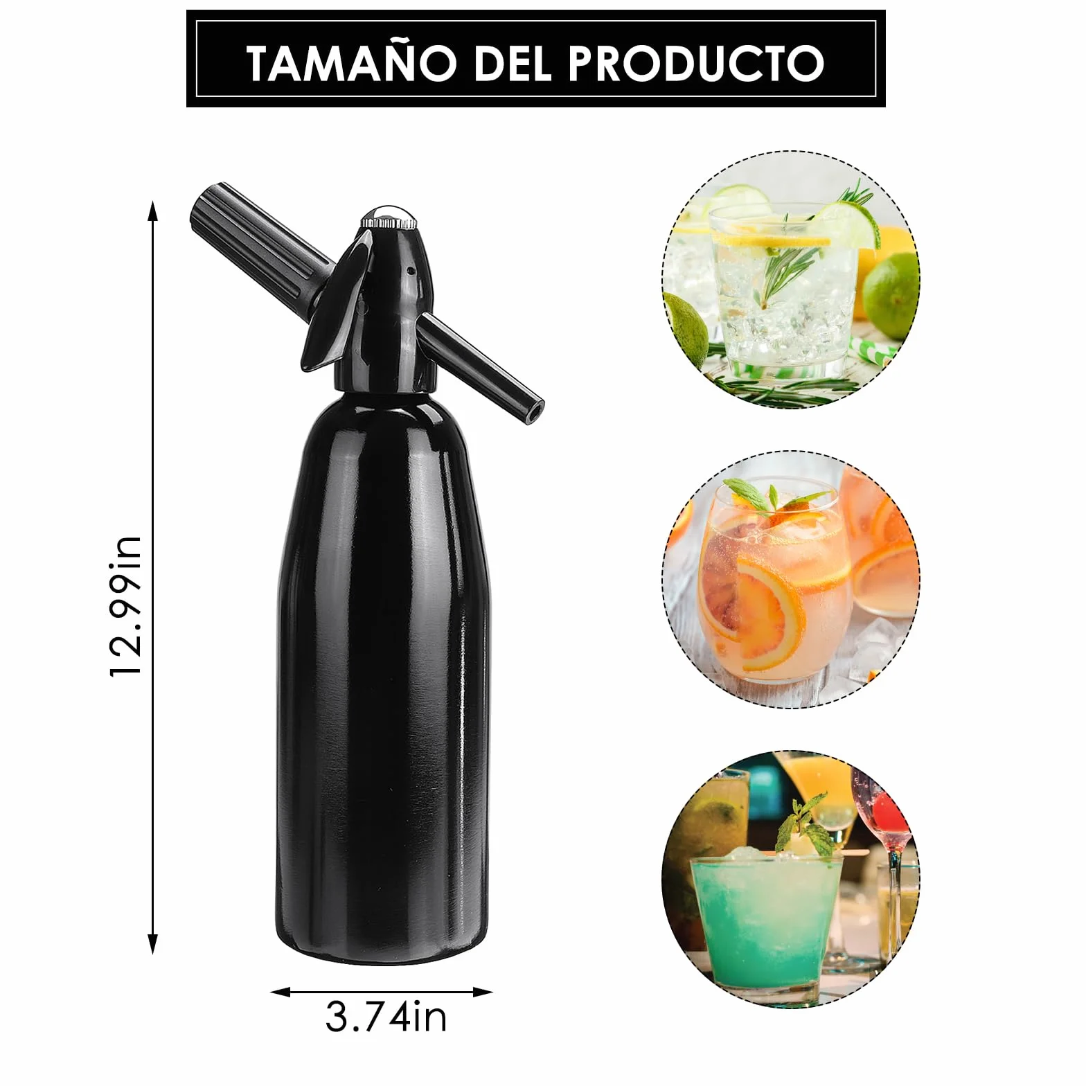 Sifone di soda, macchina per acqua frizzante 1L, Seltzer Water Maker, Mini macchina per soda portatile in alluminio per la produzione, Home gassato Bevande Scaldabagno