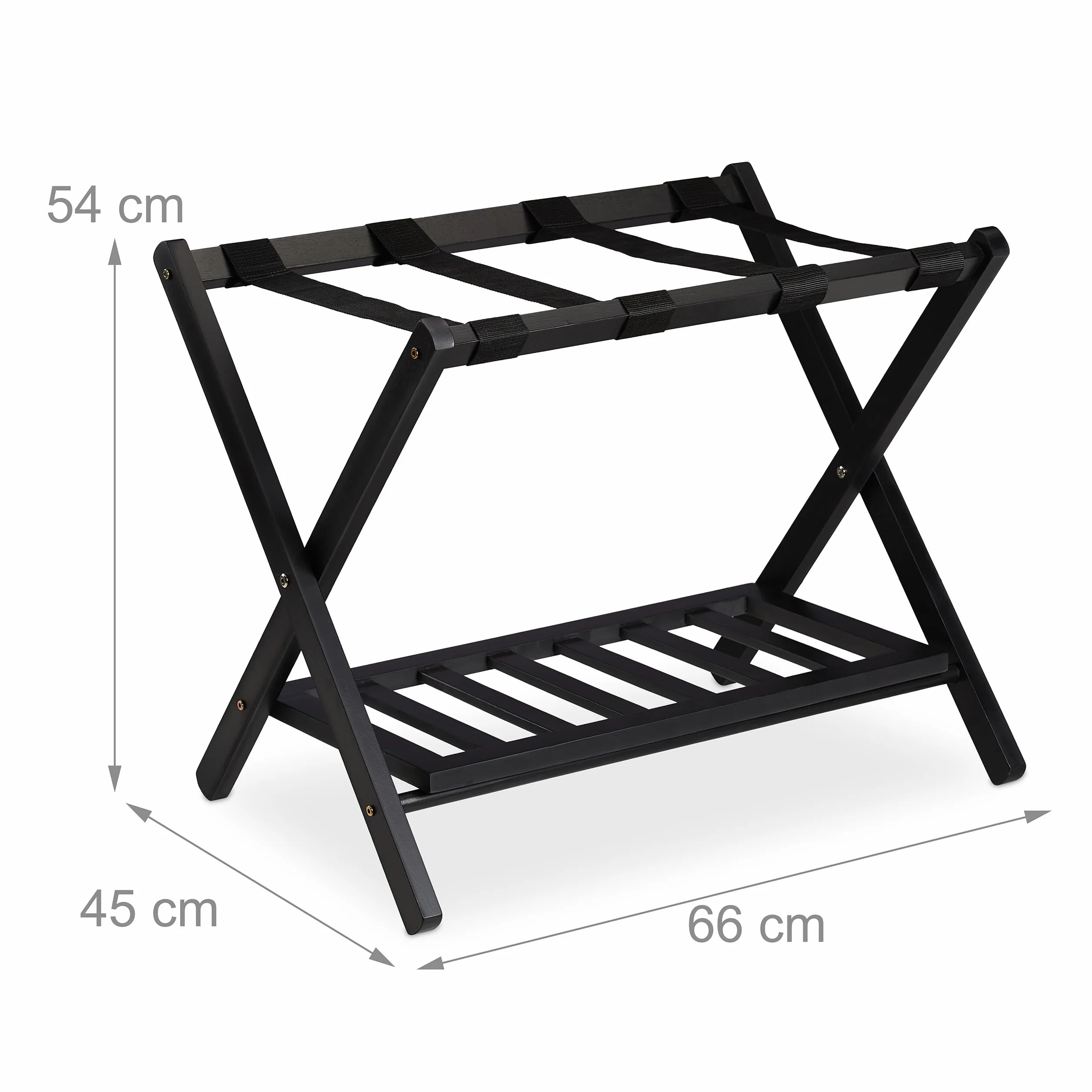 Relaxdays Portavaligie da Camera Pieghevole Set da 2 Legno 54 x 66 x 45 cm Nero