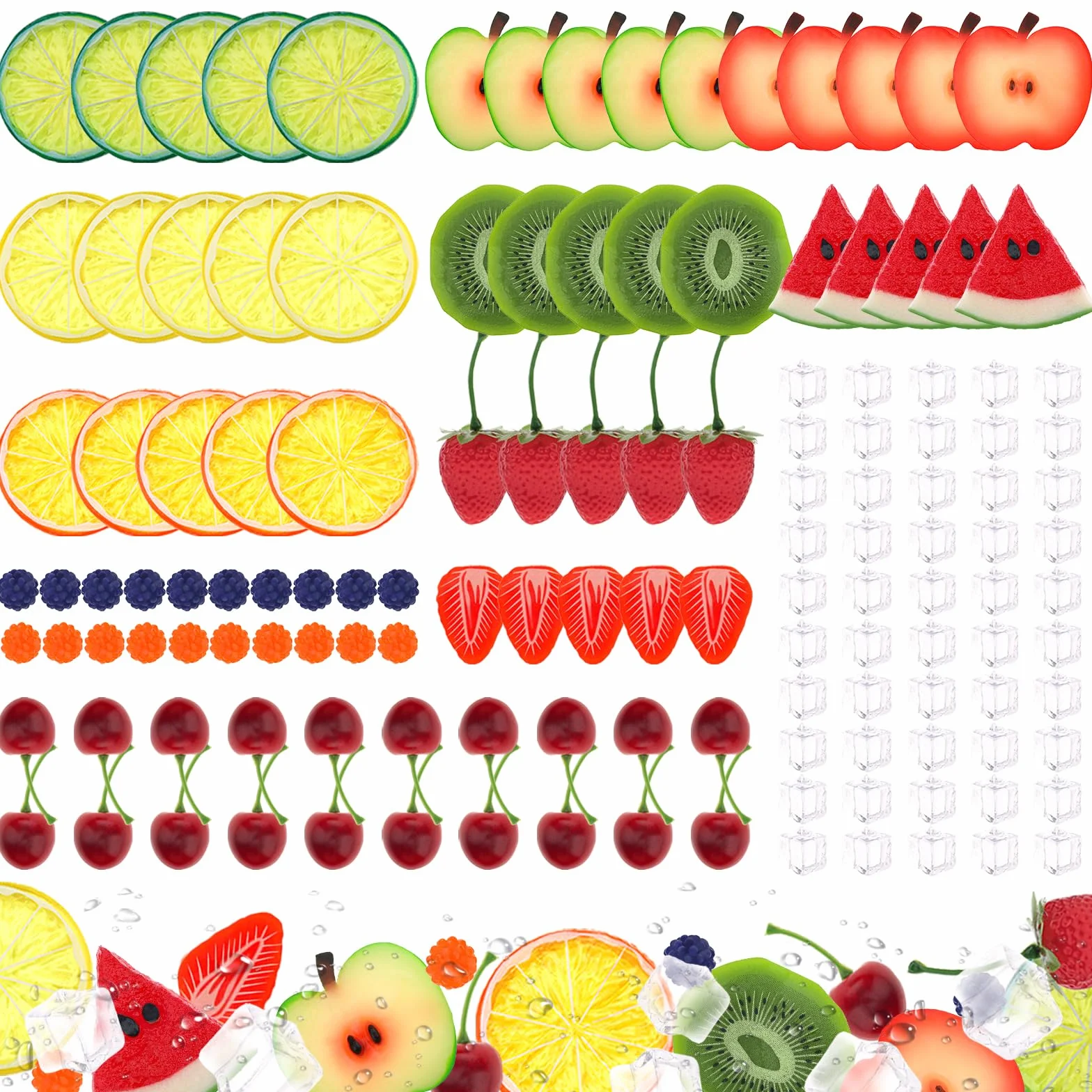 Gresorth 135 Pezzi Frutti Misti Artificiali Decorazione Realistica Fragola Mela Limone Ciliegia