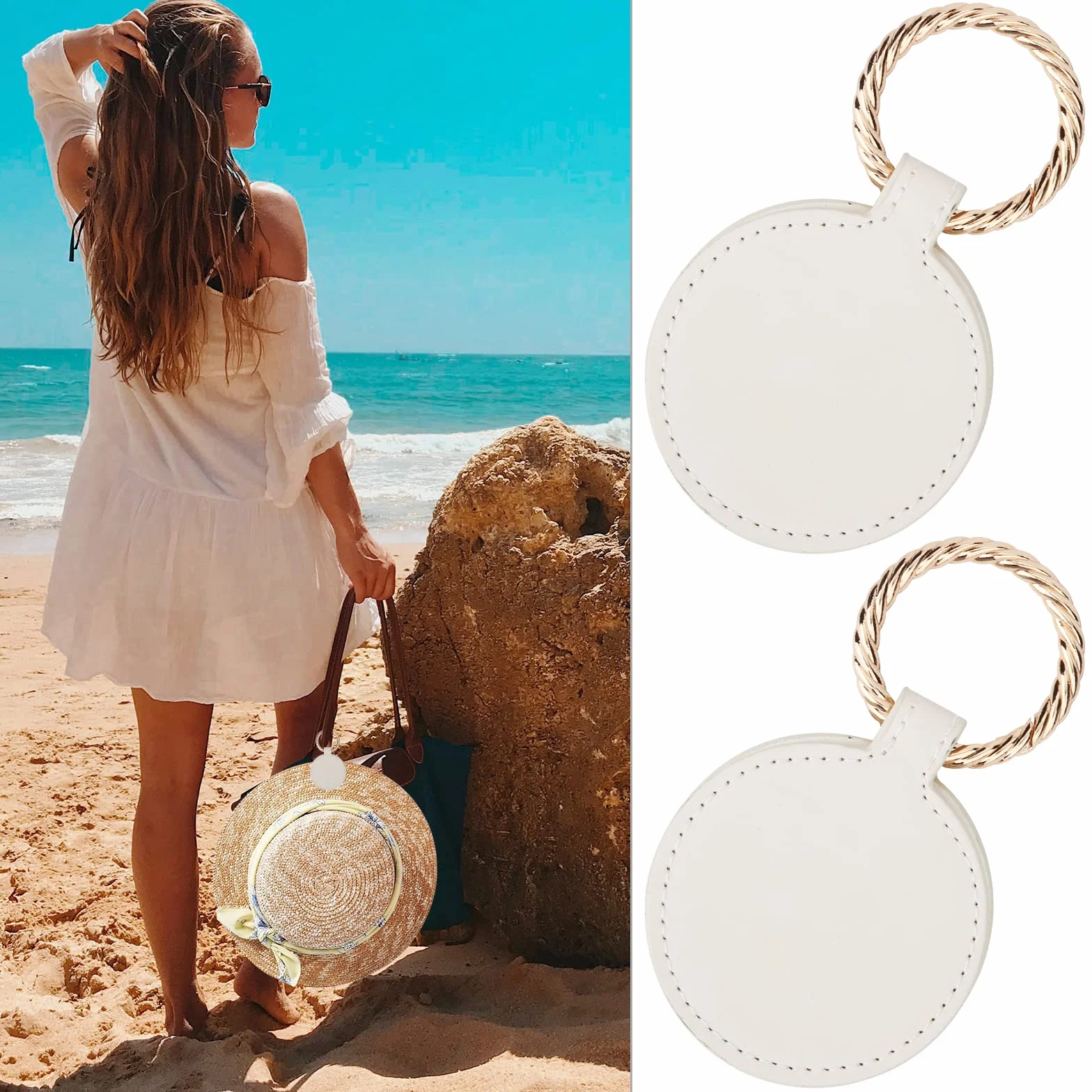 LUTER 2 pz Fermaglio per Cappello da Viaggio, Lega Clip Porta Cappello da Borsa Magnete Clip per Cappello Anti-Smarrimento Clip Magnetica per Cappello da Borsa Compagno Cappello (Bianco, Rotondo)