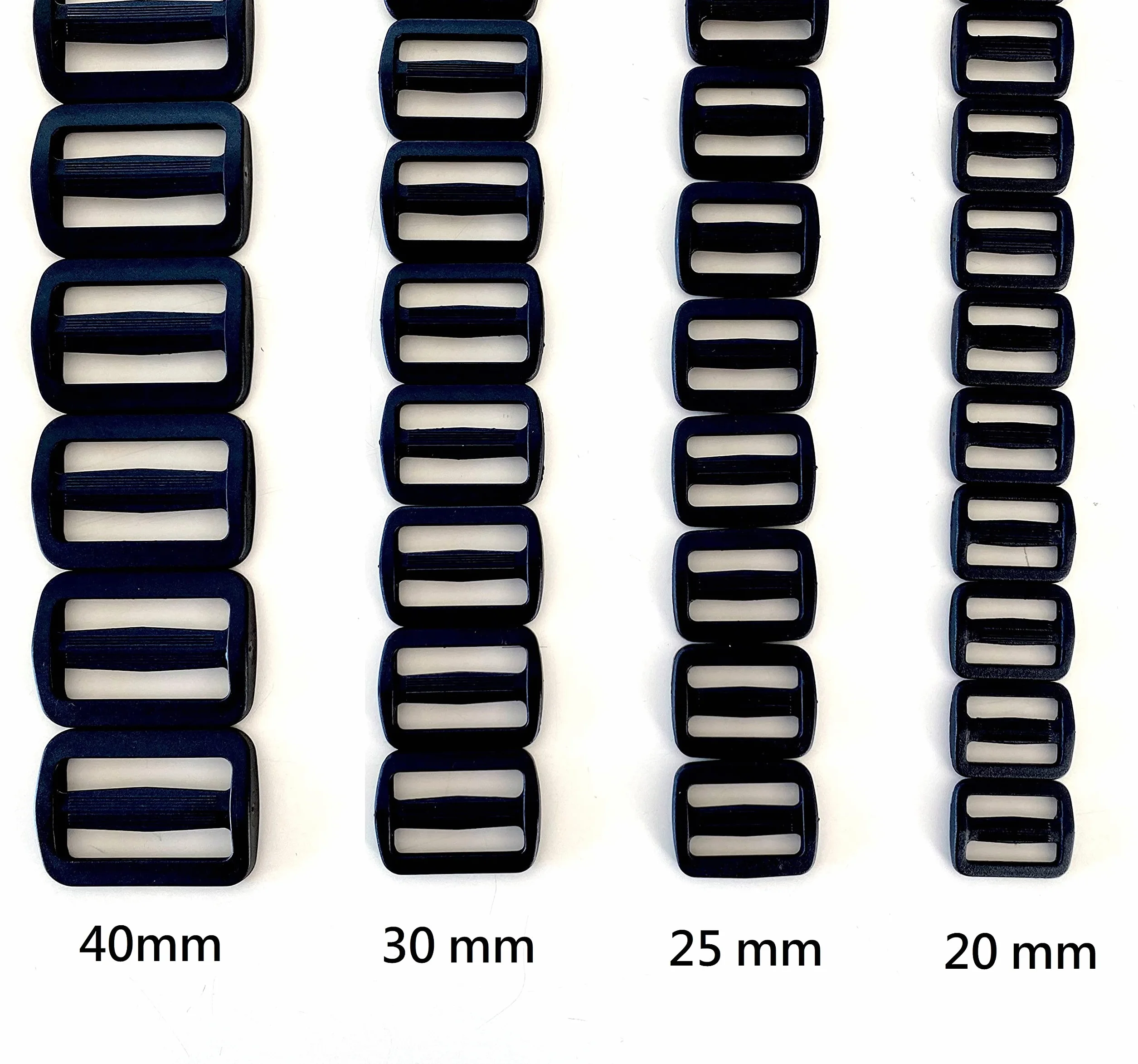 Fibbie Passanti in Plastica a Doppia Entrata 40 mm Nero – 20 Pezzi per Zaini e Borse